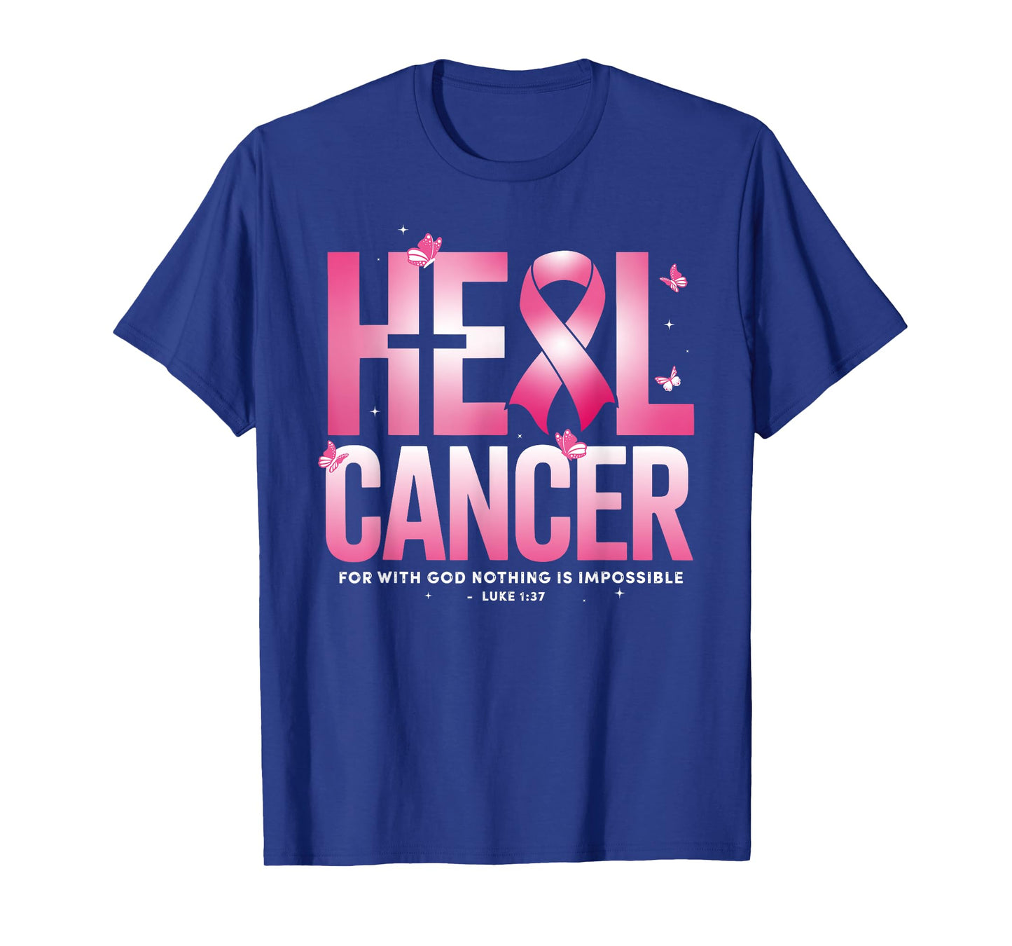 He Can Heal Cancer Pink Ribbon Breast Cancer Christian Women T-Shirt