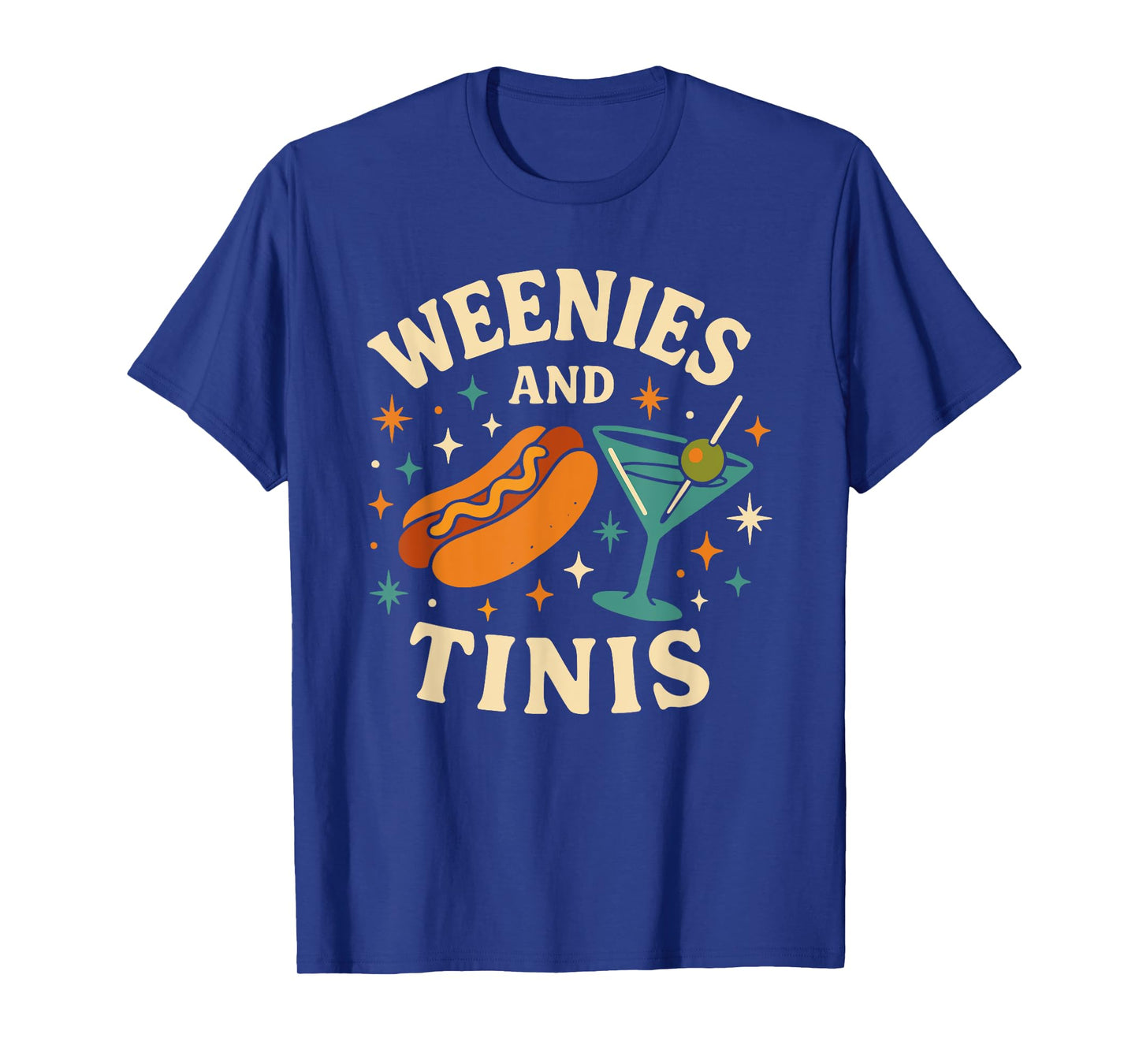 Weenies and Tinis Retro Hotdog Martini Party Art T-Shirt