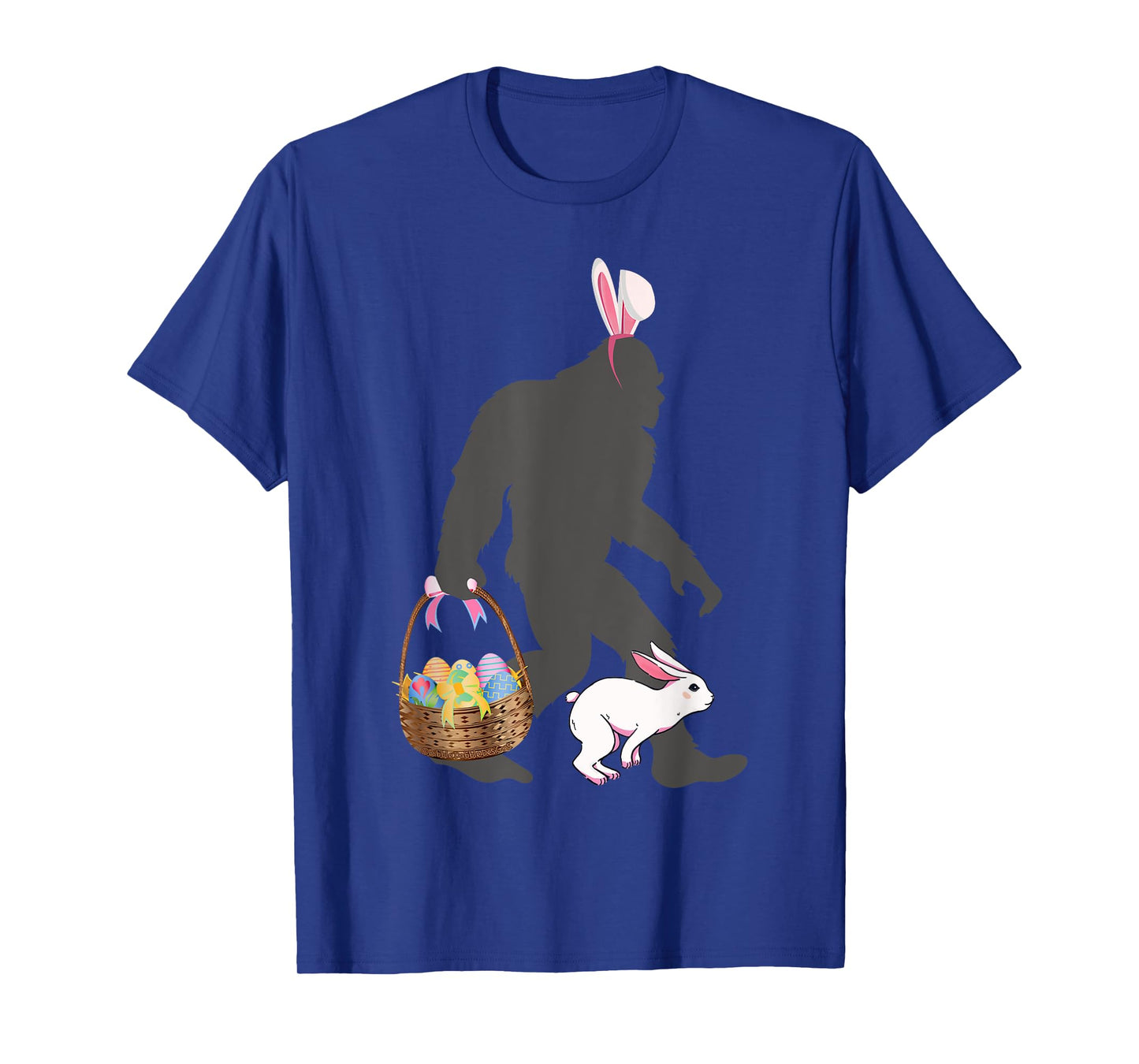 Funny Bigfoot with Easter Basket Bunny Rabbit Easter Bigfoot T-Shirt