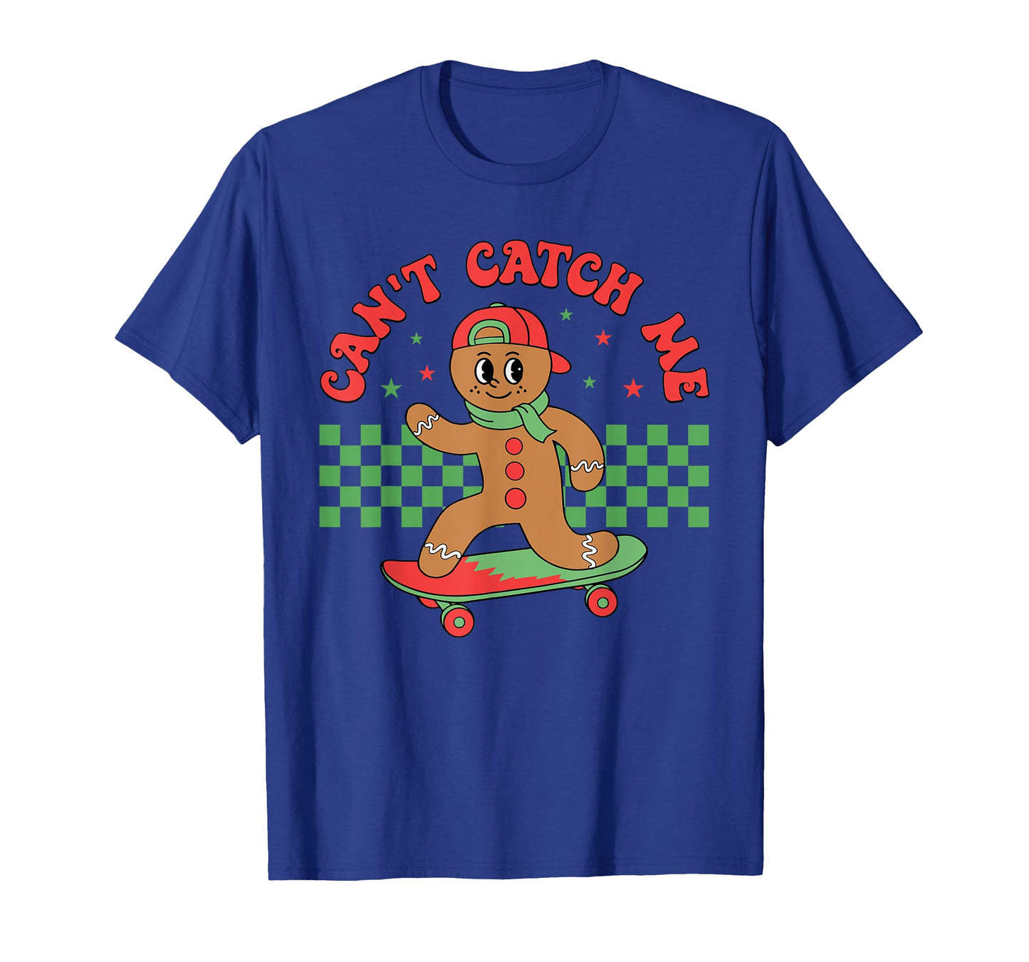 Can't Catch Me Retro Christmas Gingerbread Boy Xmas Kids T-Shirt