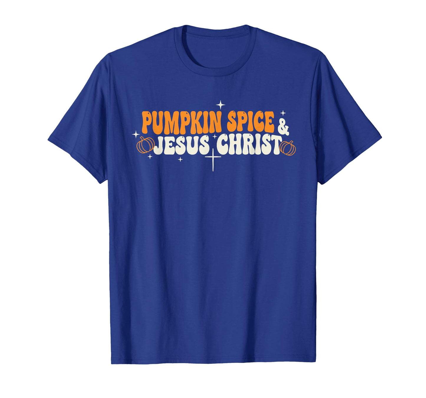 Pumpkin Spice and Jesus Christ Minimal Retro Autumn Faith T-Shirt