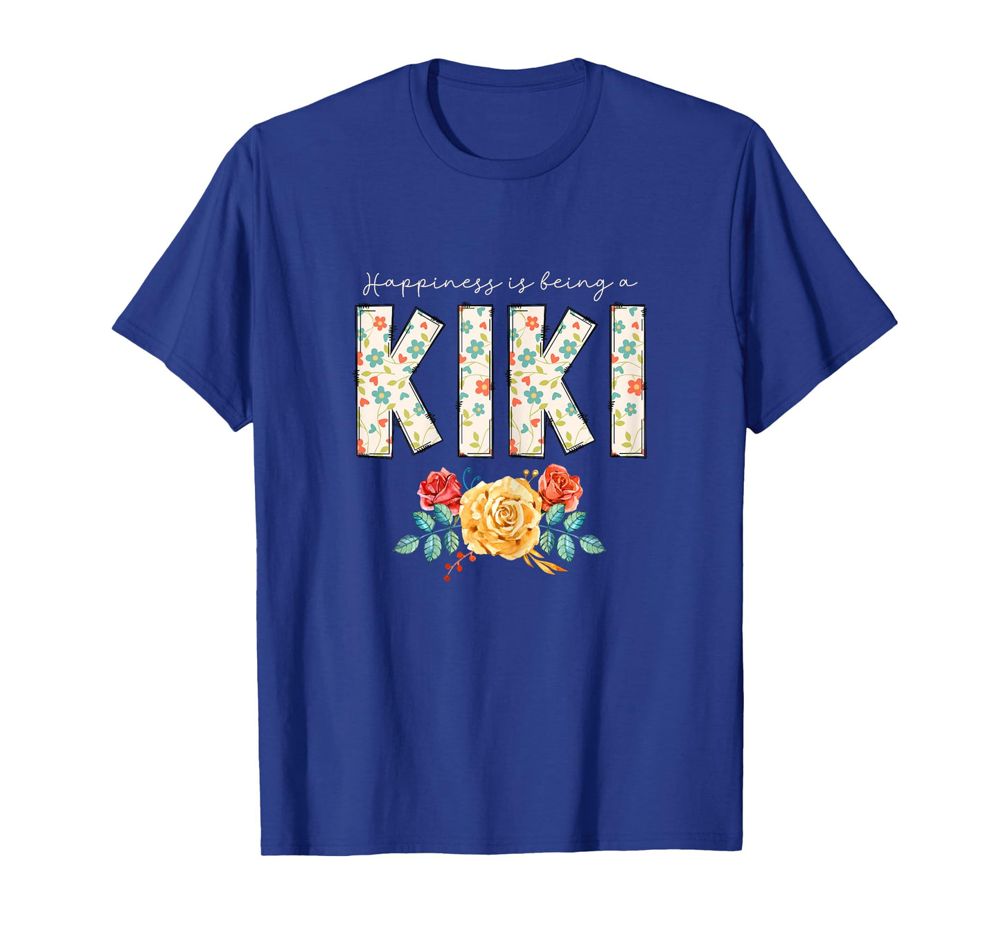 Happiness Is Being A Kiki Floral Flower Grandma T-Shirt