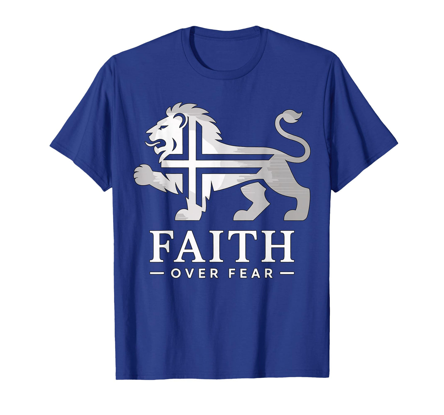 Faith Over Fear Lion Cross Christian T-Shirt