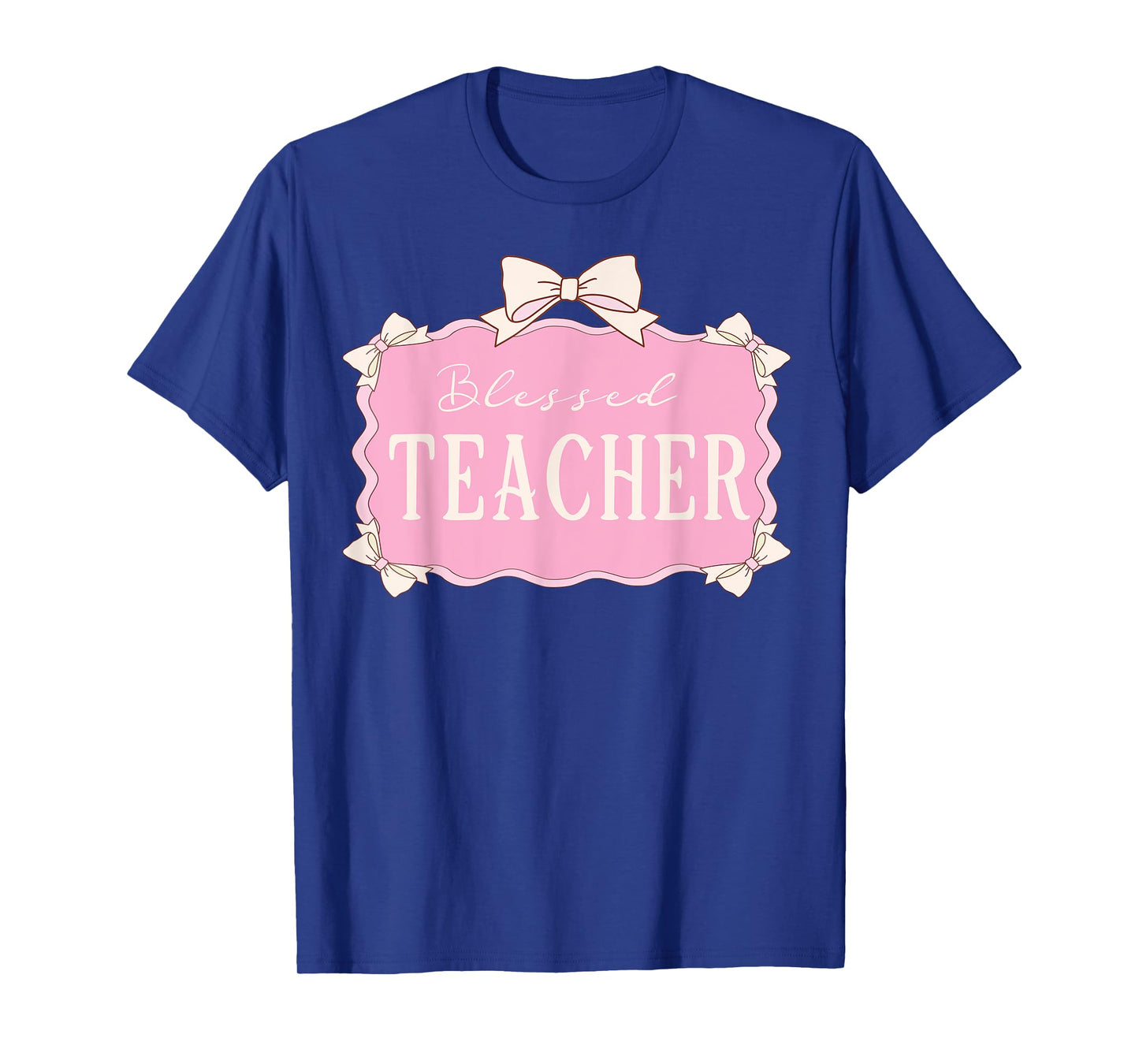 Blessed Teacher Pink Coquette Bow Christian Teacher T-Shirt