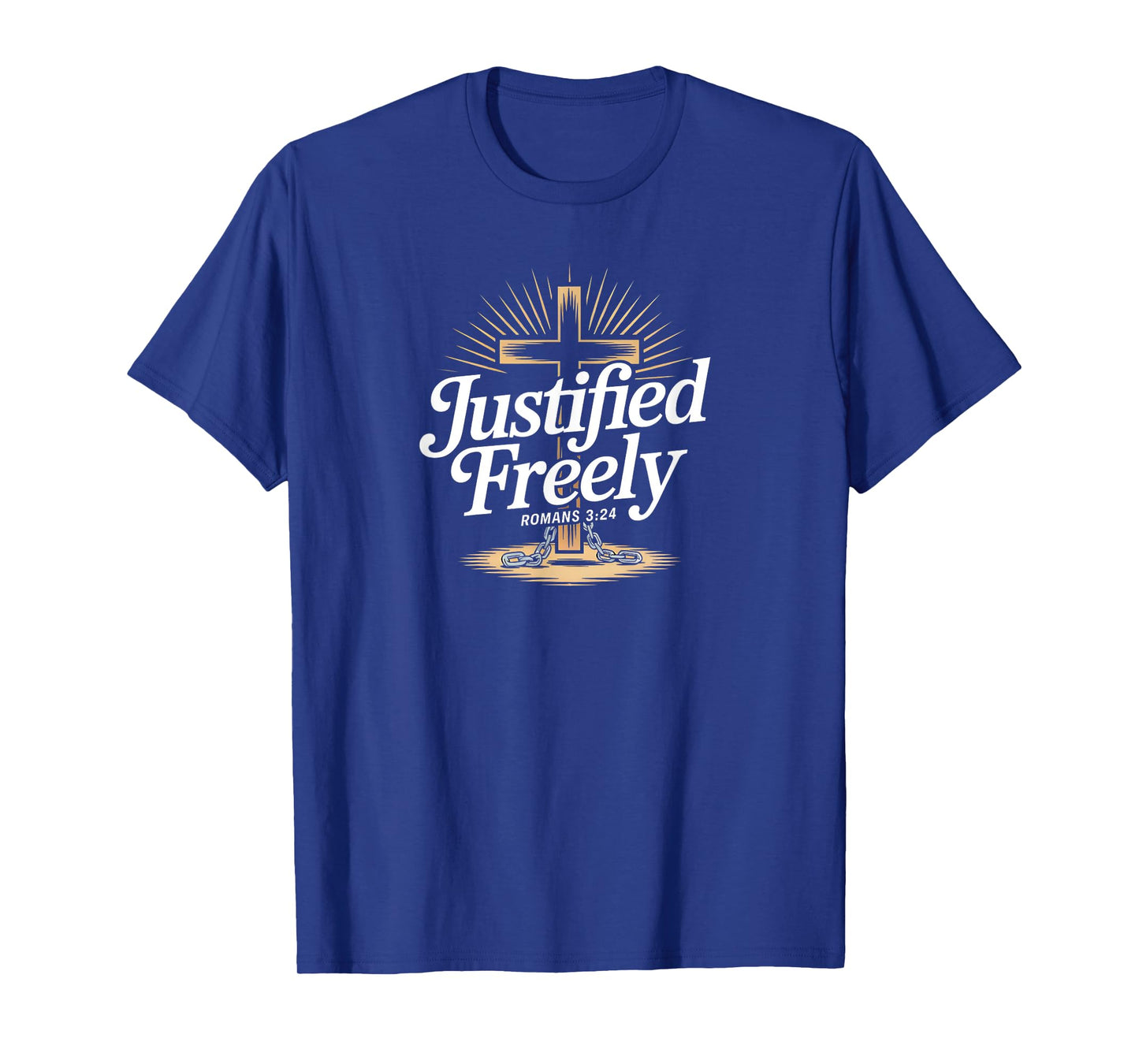Justified Freely Romans 3 Christian Faith Grace Bible Verse T-Shirt
