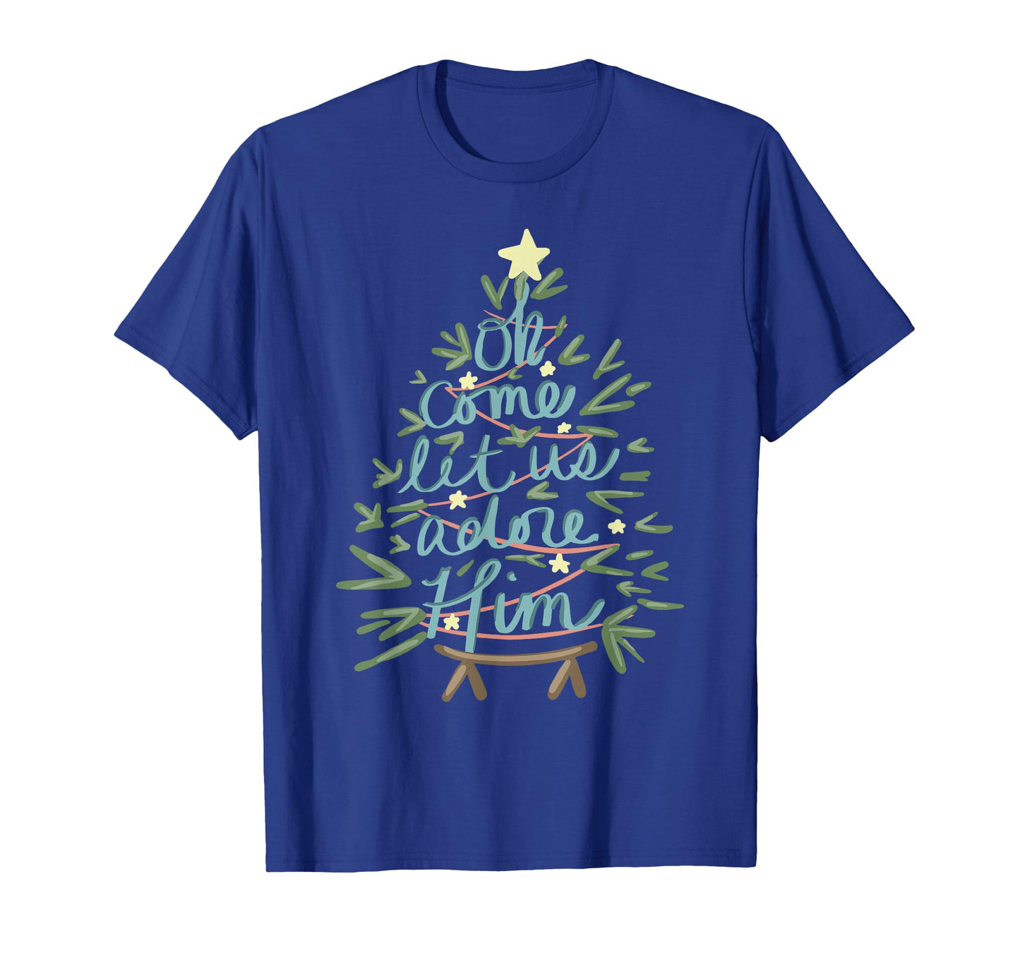 Oh Come Let Us Adore Him Christian Jesus Christmas Pajamas T-Shirt