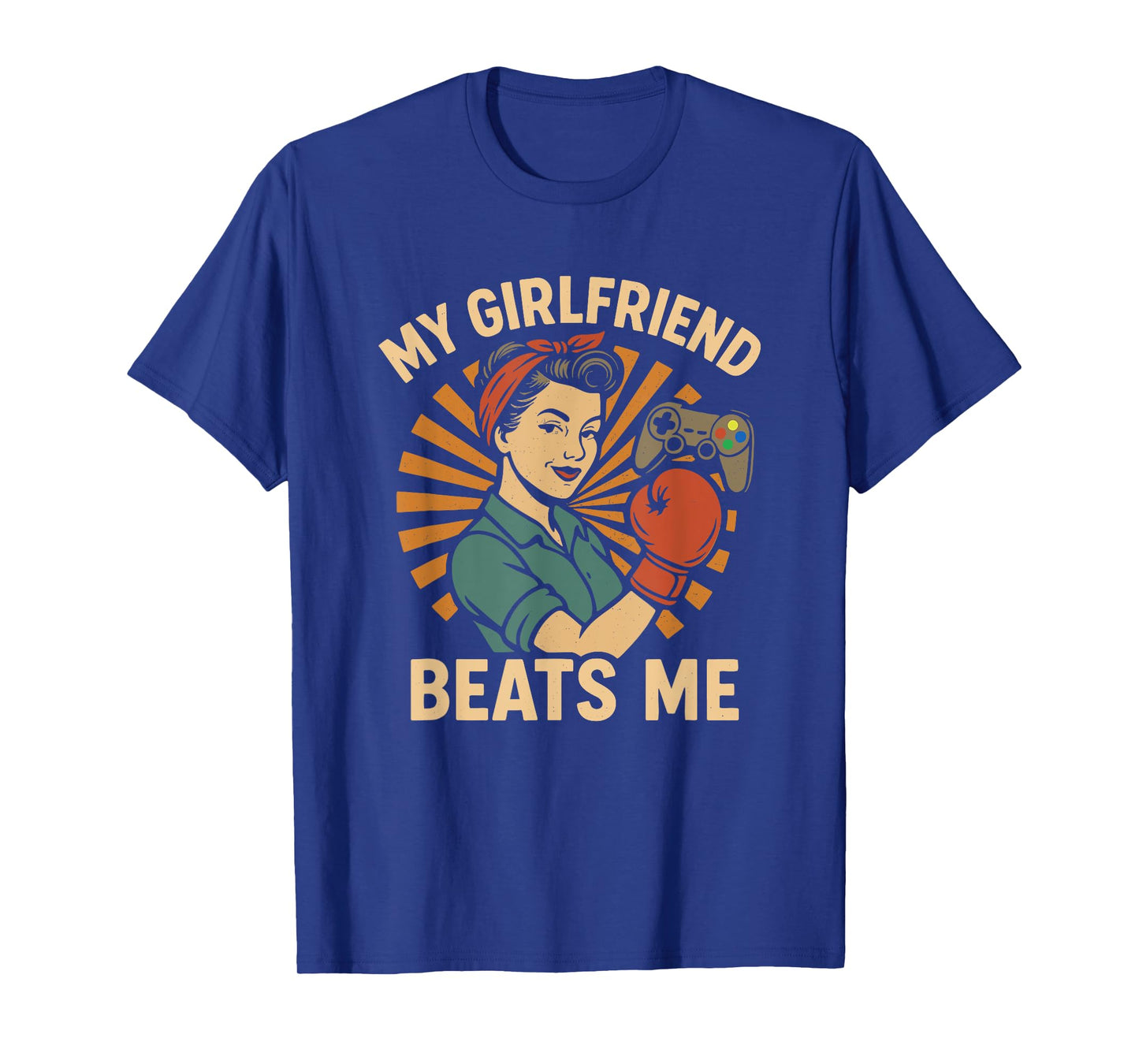 My Girlfriend Beats Me Retro Funny Men Couple Love T-Shirt
