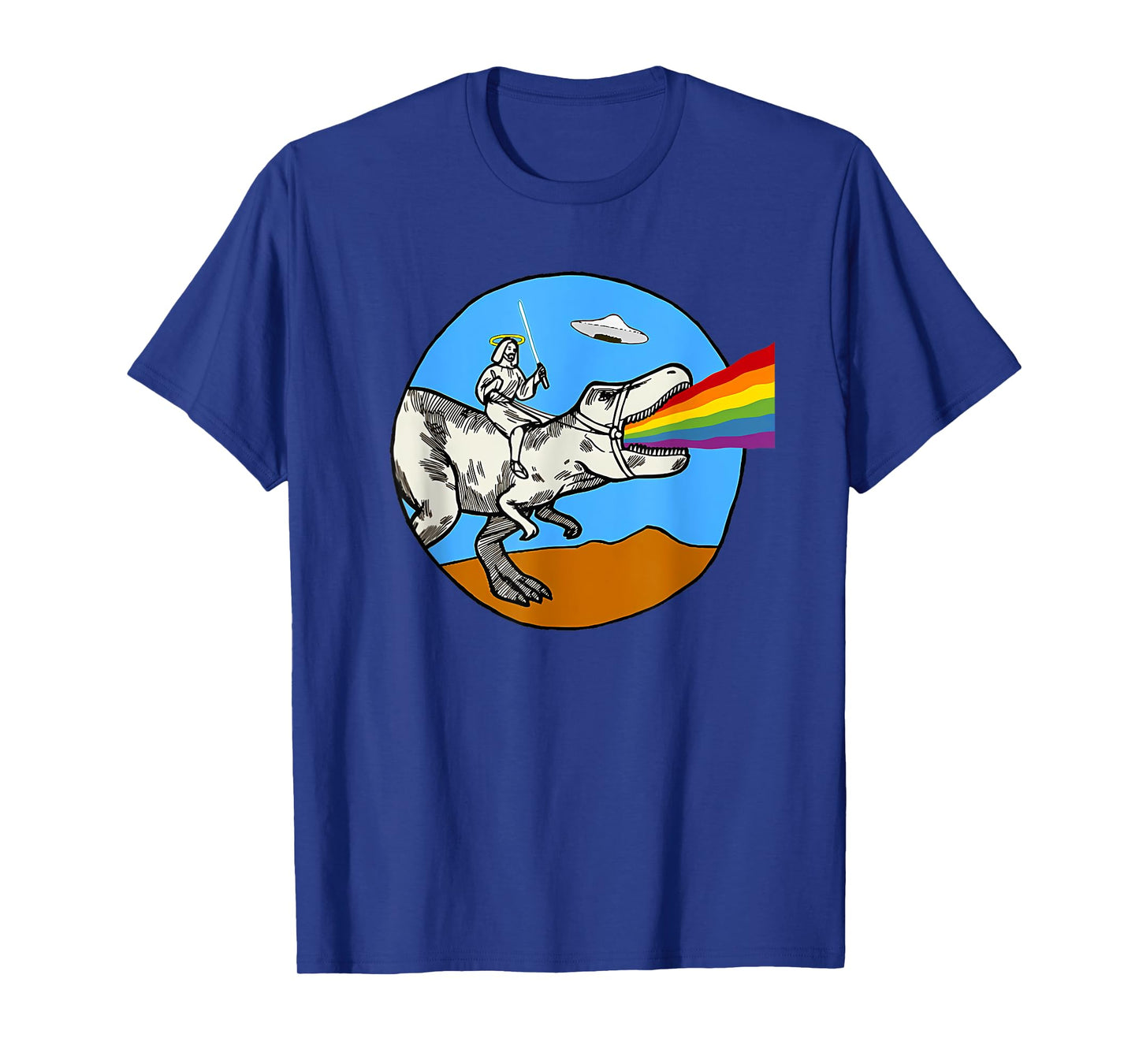 Funny Jesus Dinosaur Rainbow Jesus Ride Dinosaur T-Shirt