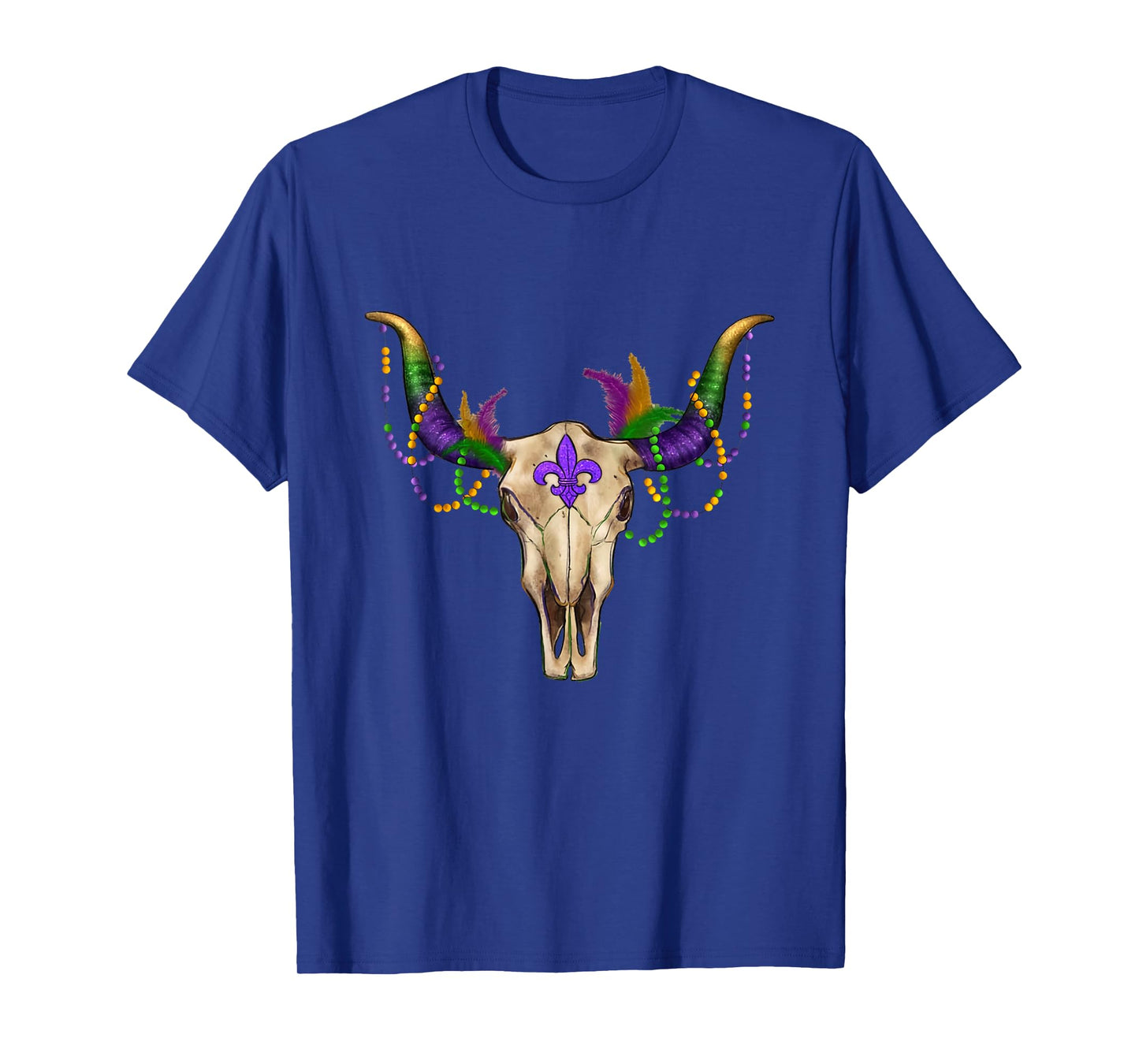 Mardi Gras Cow Bull Skull Mardi Gras Farm Animal Cow Lover T-Shirt
