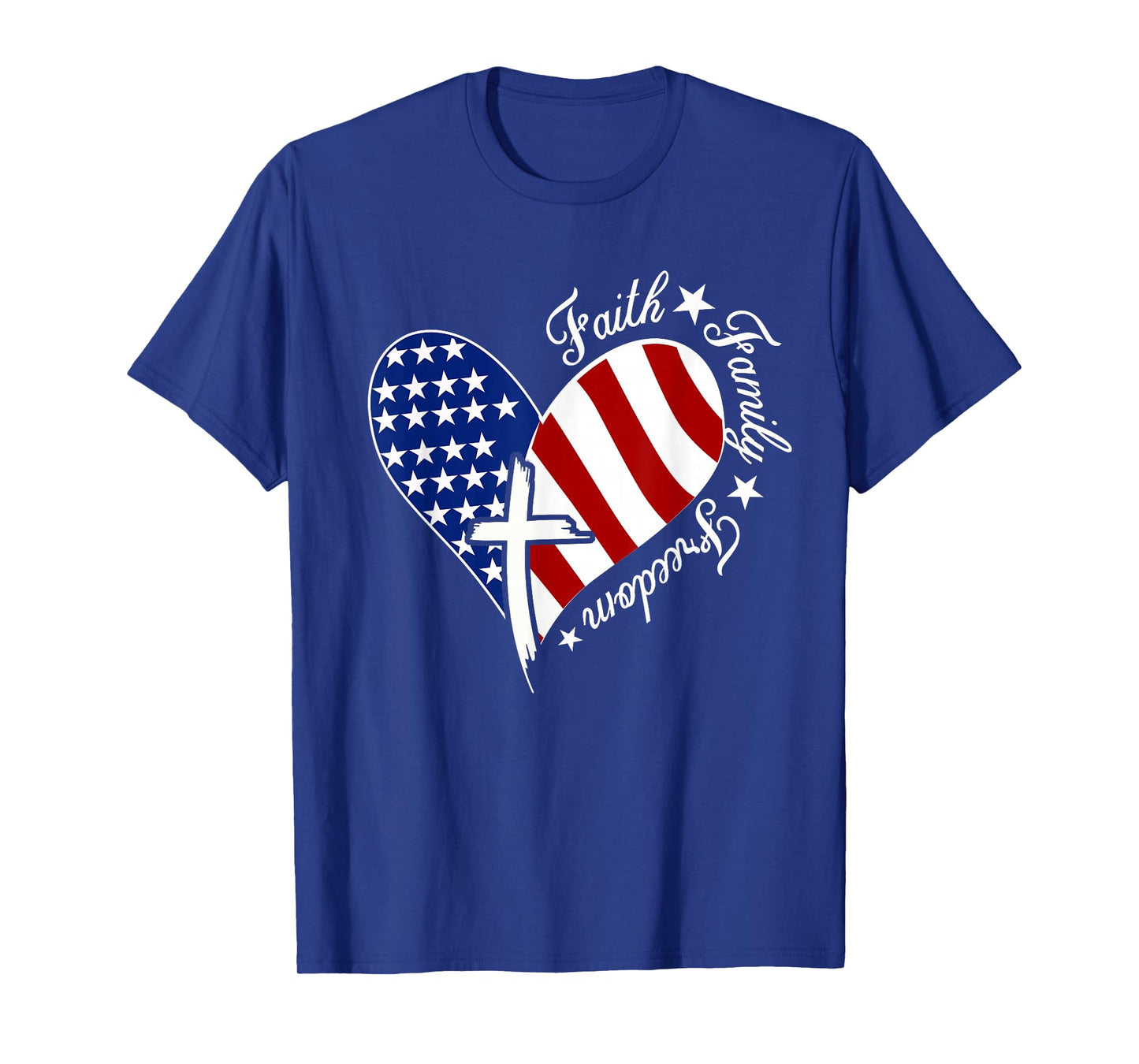 Faith Family Freedom Heart Christian American 4th of July T-Shirt