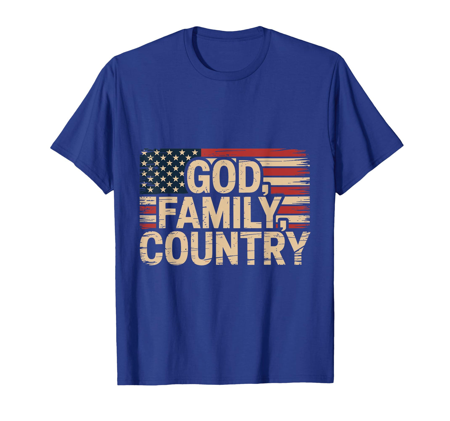 God Family Country Freedom - Patriotic Christian US Flag T-Shirt