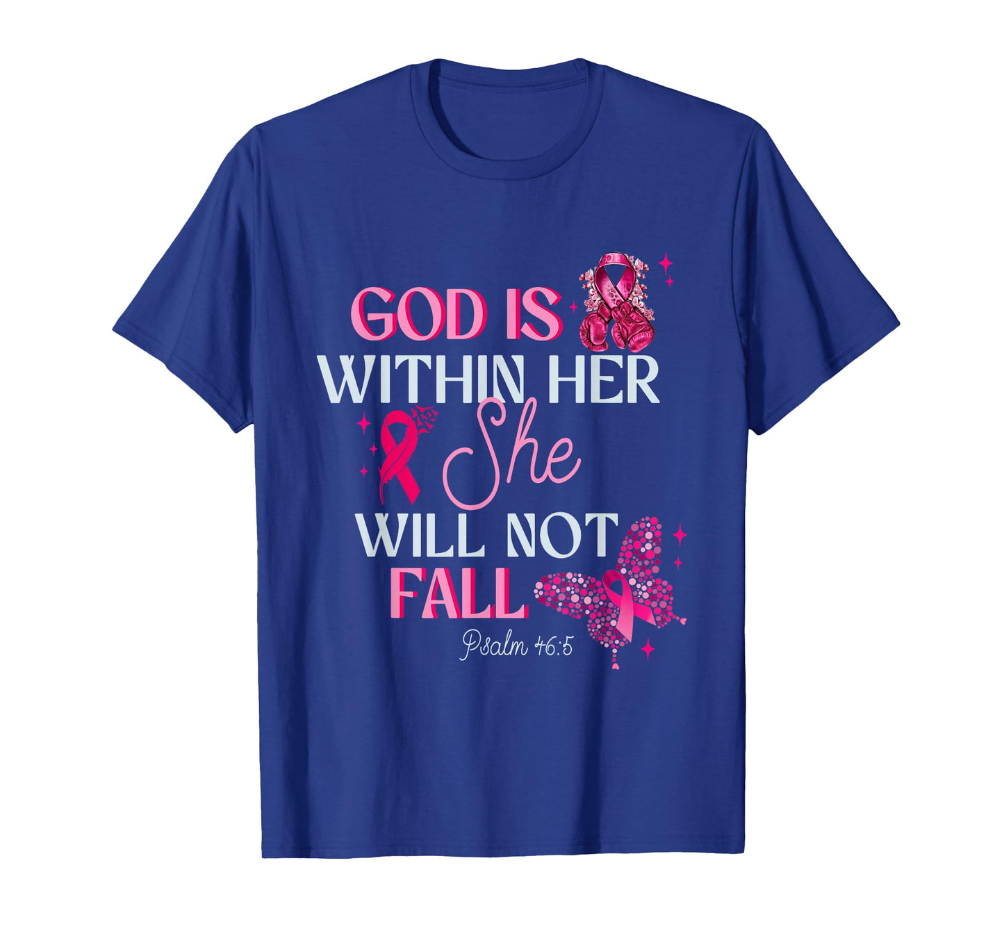 God is Within Her Riboon Coquette Christian Breast Cancer T-Shirt