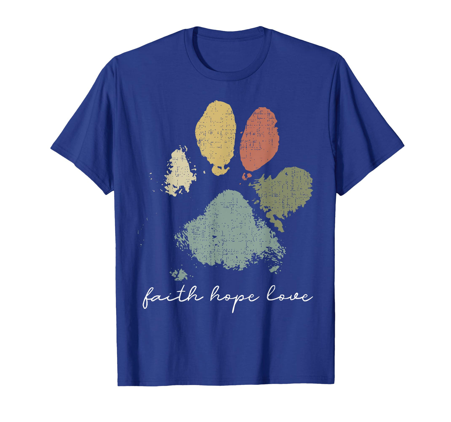 Faith Hope Love Rainbow Paw Print Jesus Christian Dog Lover T-Shirt