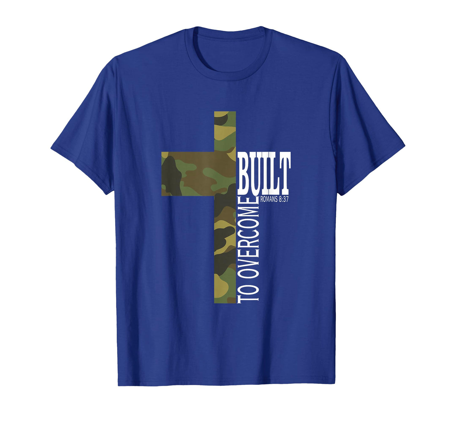 Built to Overcome Camo Gym Faith Workout Scripture Christian T-Shirt