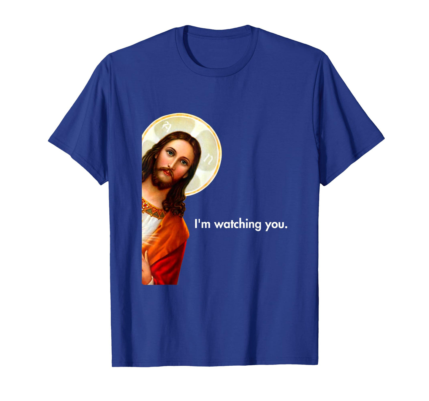 I'm Watching You Funny Peeking Jesus Apparel Unisex-Adults Black Short Sleeve T-Shirt Small