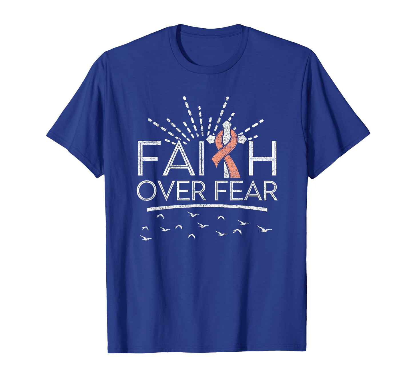 Faith over Fear Peach Ribbon Endometrial Cancer T-Shirt