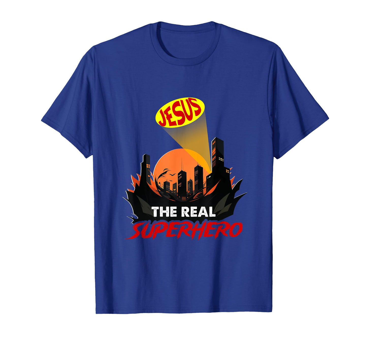 Jesus The Real Superhero Bat Signal Night Of City Christian T-Shirt