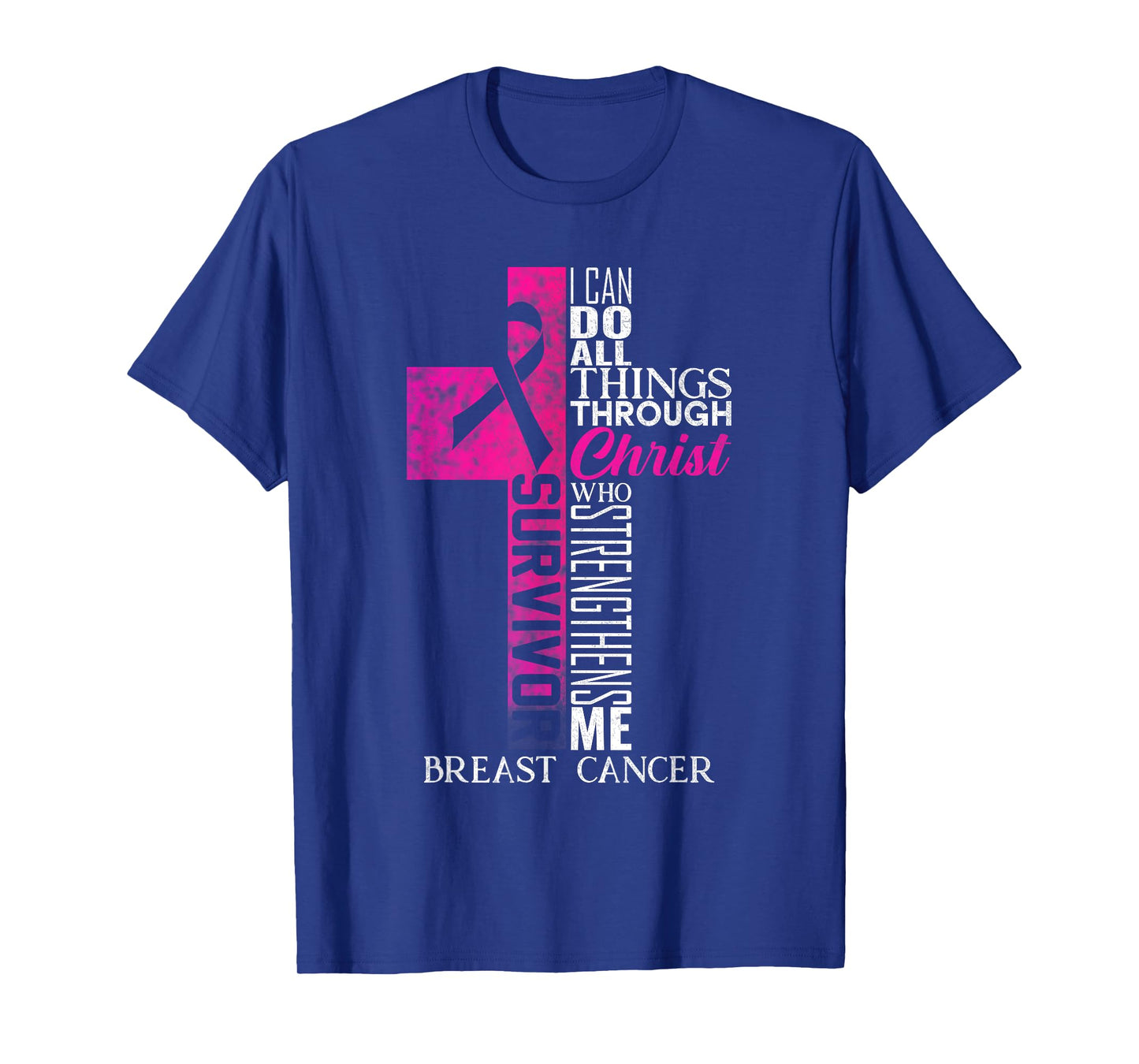 Pink Ribbon Breast Cancer Survivor Christian Cross T-Shirt