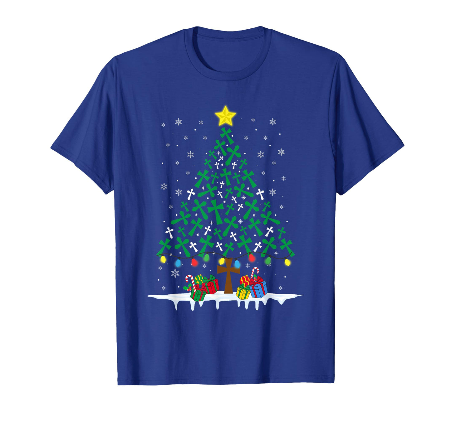 Faith Cross Christian Holiday Family Matching Christmas Tree T-Shirt