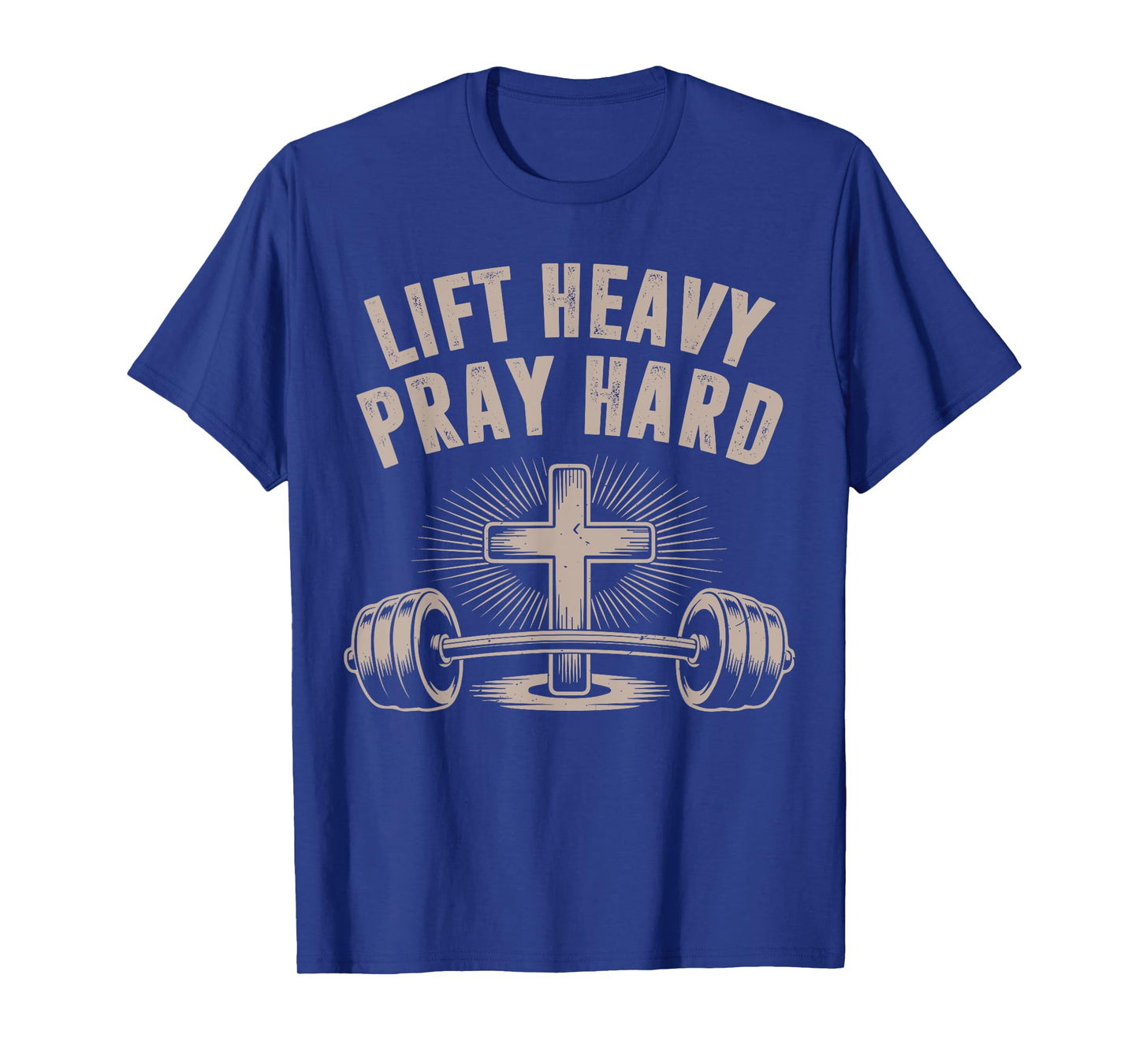Men's Lift Heavy Pray Hard Funny Christian Jesus Gym Workout T-Shirt