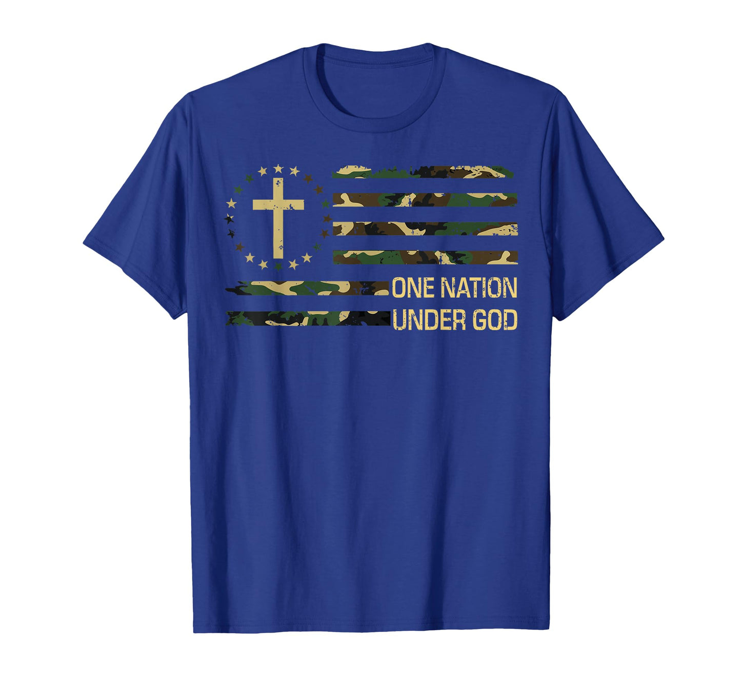 Jesus One Nation Under God Camo American Flag Cross God T-Shirt