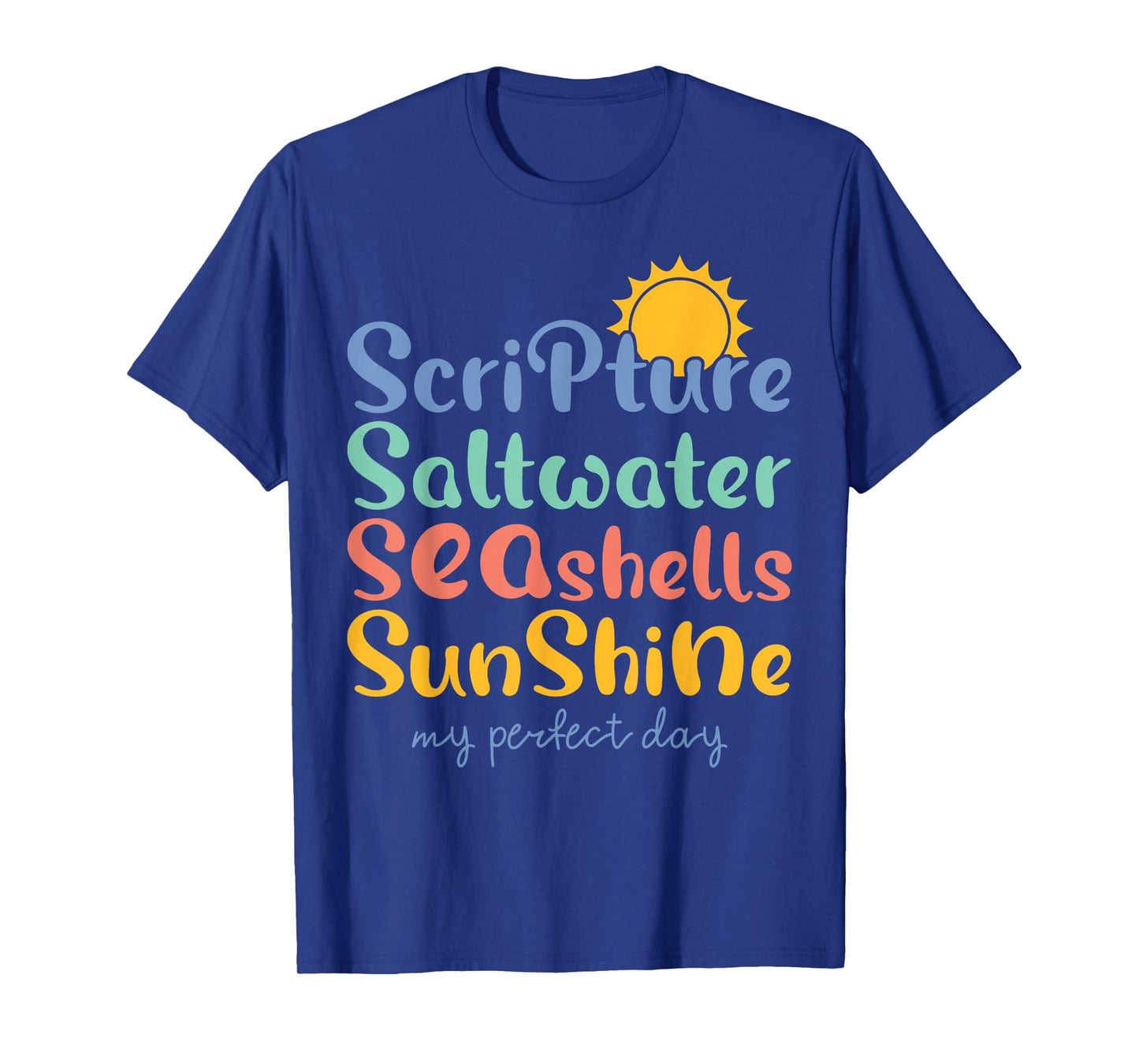 Scripture Saltwater Seashells Sunshine Beach Lovers Summer T-Shirt