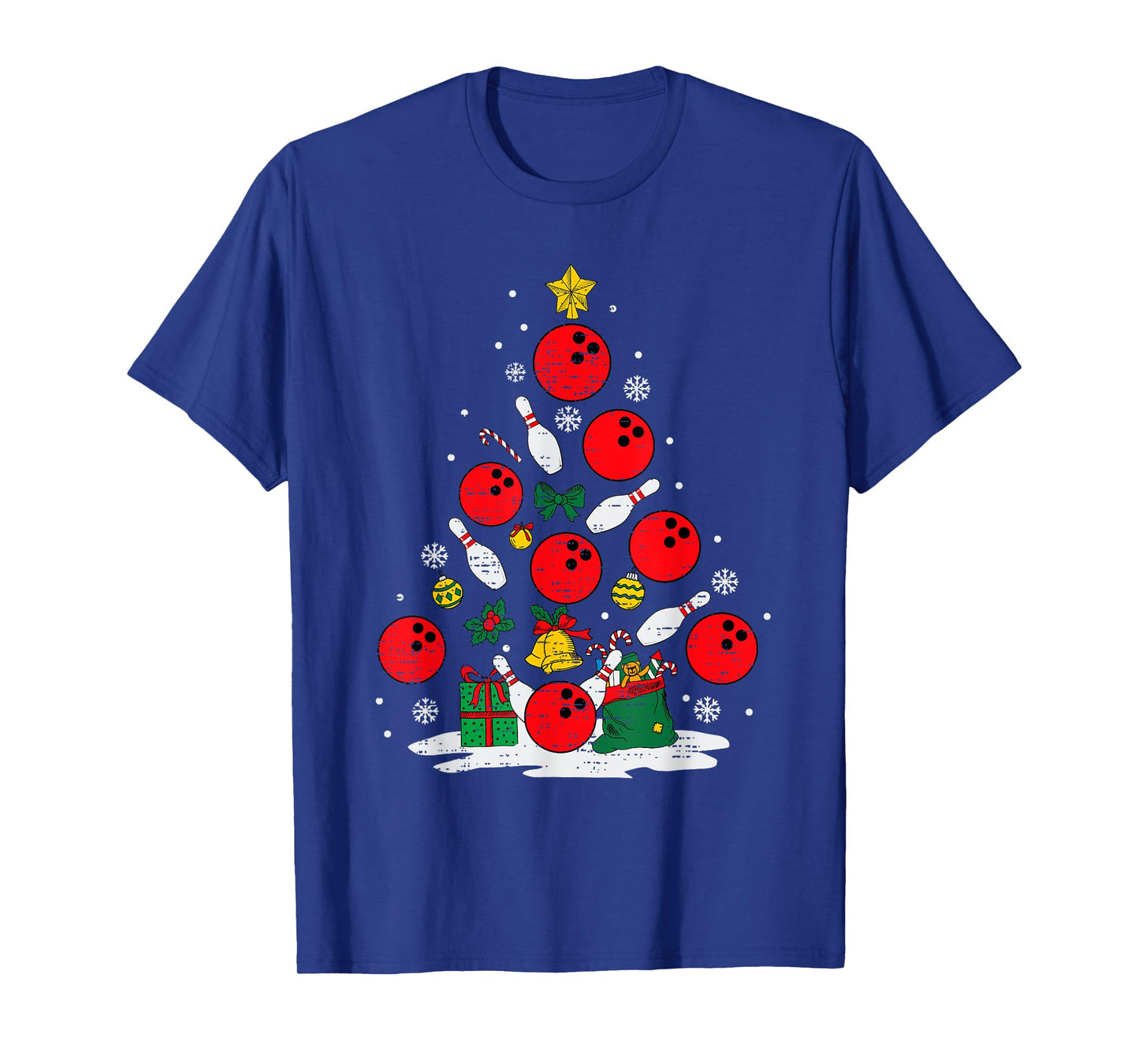 Bowling Christmas Tree Lights Xmas Bowler Sport Men Boy Kids T-Shirt