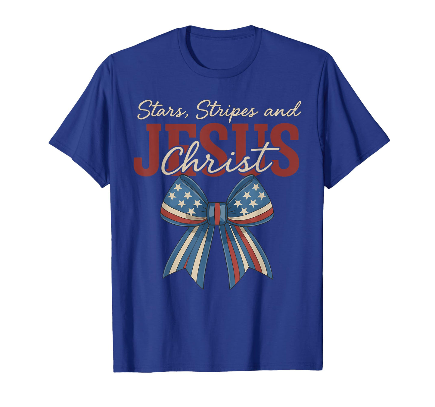 Coquette Bow Stars Stripes And Jesus Christ 4th Of July T-Shirt