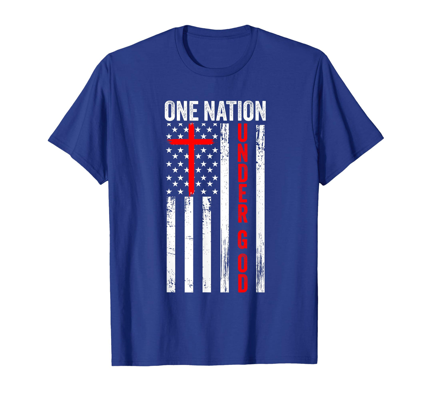 One Nation Under God USA flag Cross Jesus Christian Bible T-Shirt
