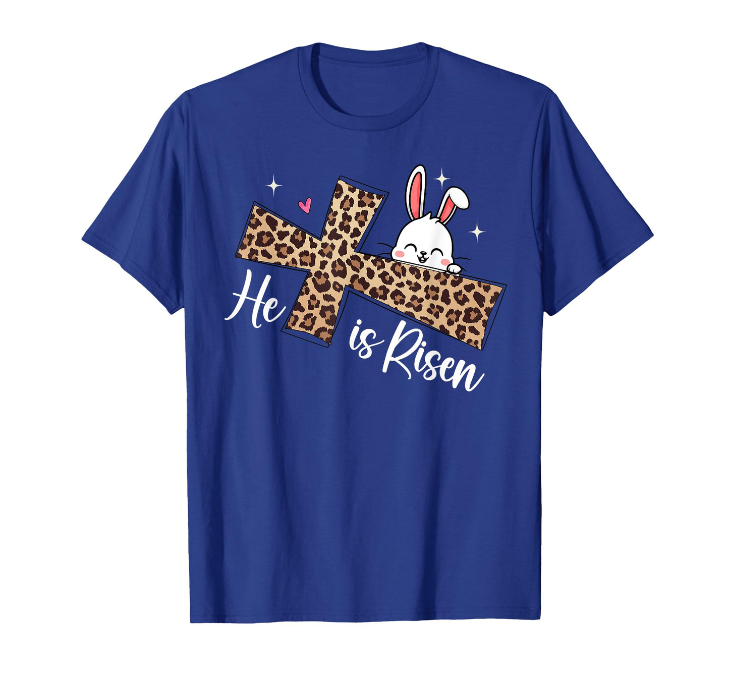 He Is Risen Leopard Cross Bunny Easter Day Christian Faith T-Shirt