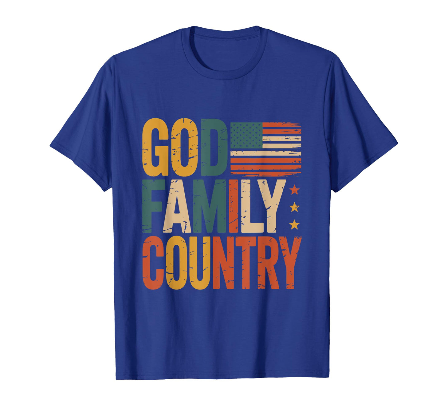 God Family Country Freedom - Patriotic Christian US Flag T-Shirt