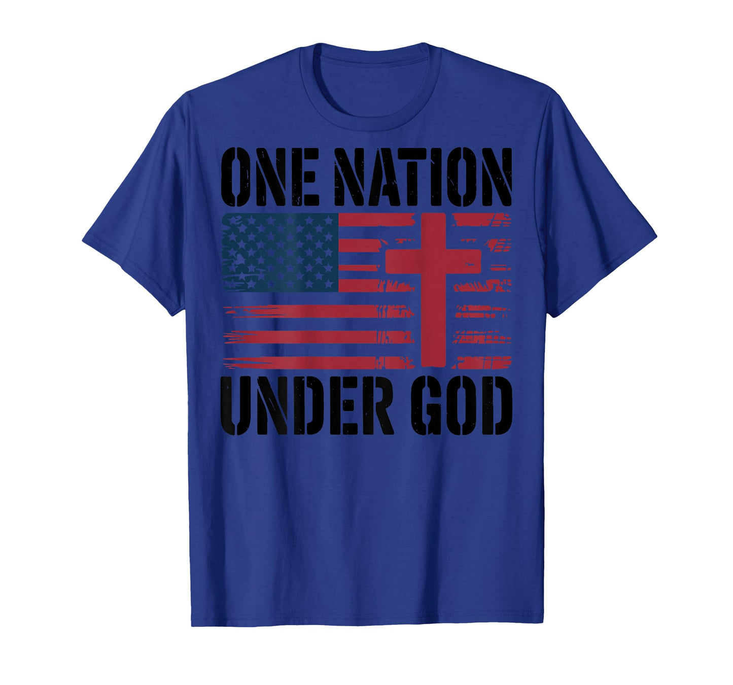 One Nation Under God American Flag Christian Patriotic Cross T-Shirt