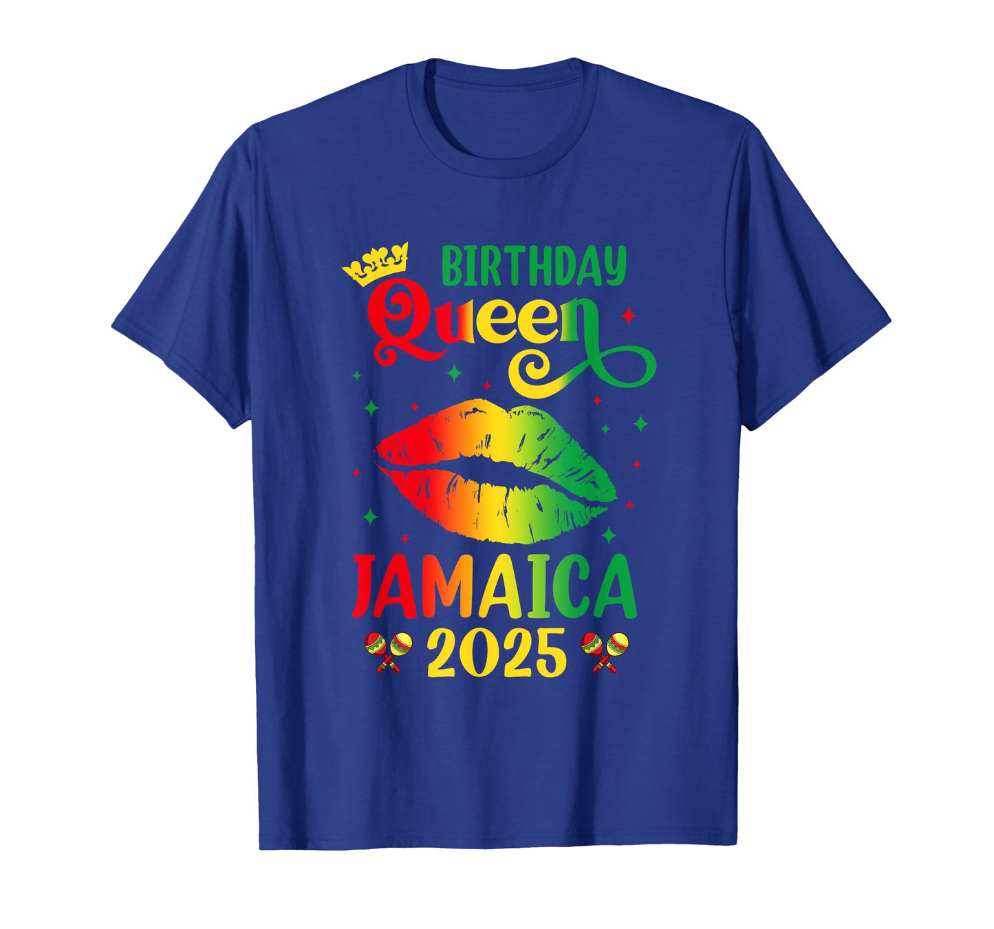 Birthday Queen Jamaica 2025 Girls Trip Party Jamaican Lips T-Shirt