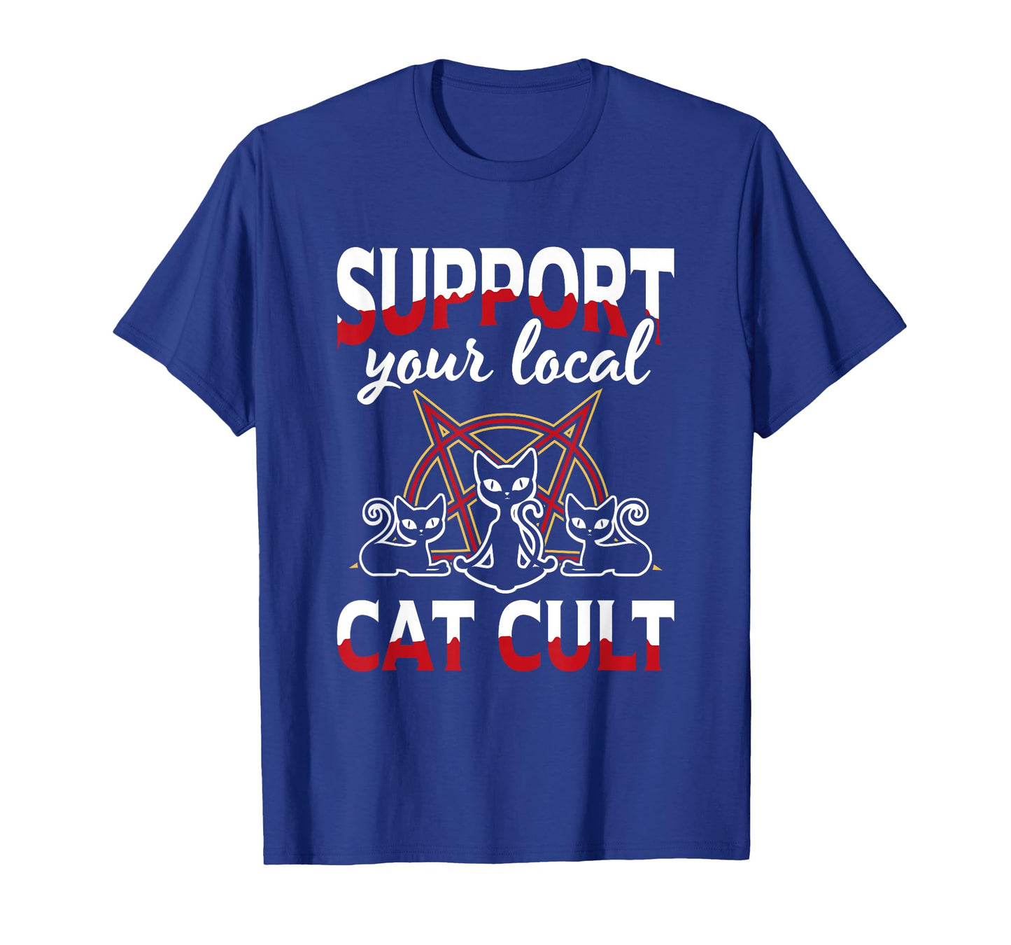 Support Your Local Cat Cult Gothic Baphomet Occult Demon Cat T-Shirt