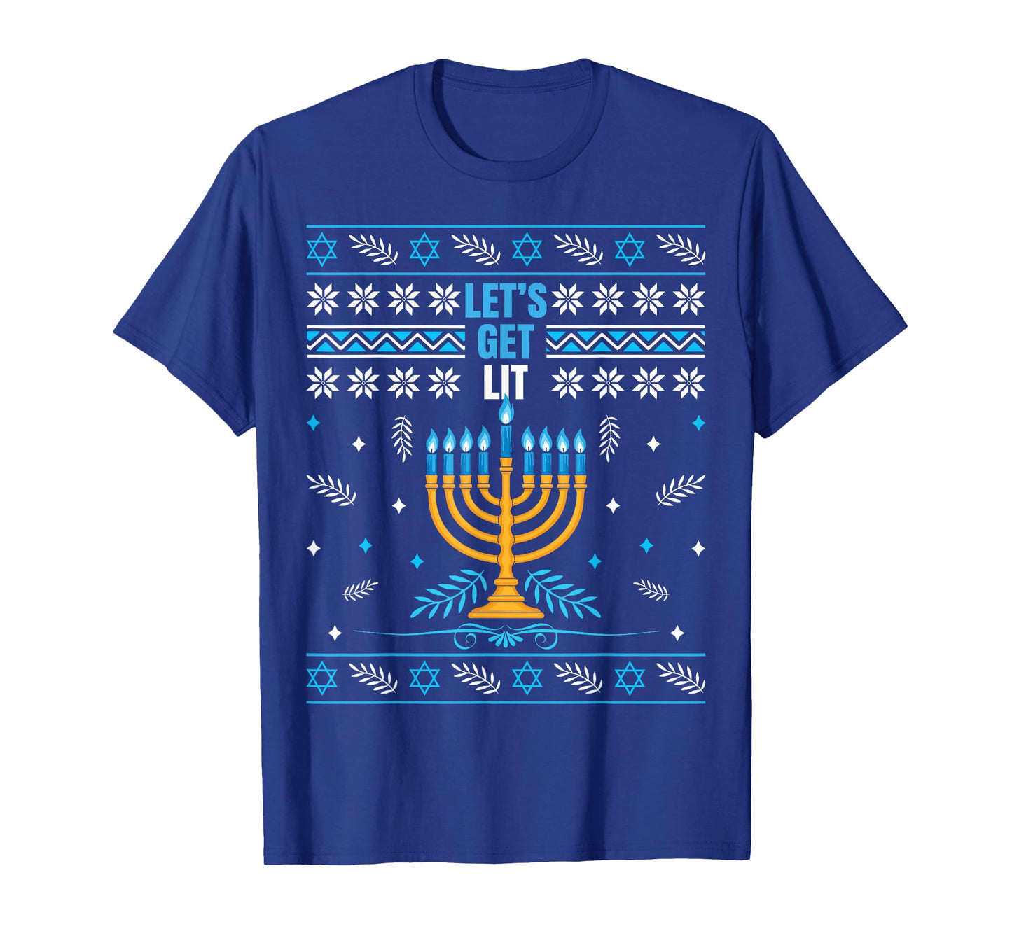 Let's Get Lit Menorah Ugly Christmas Happy Hanukkah T-Shirt