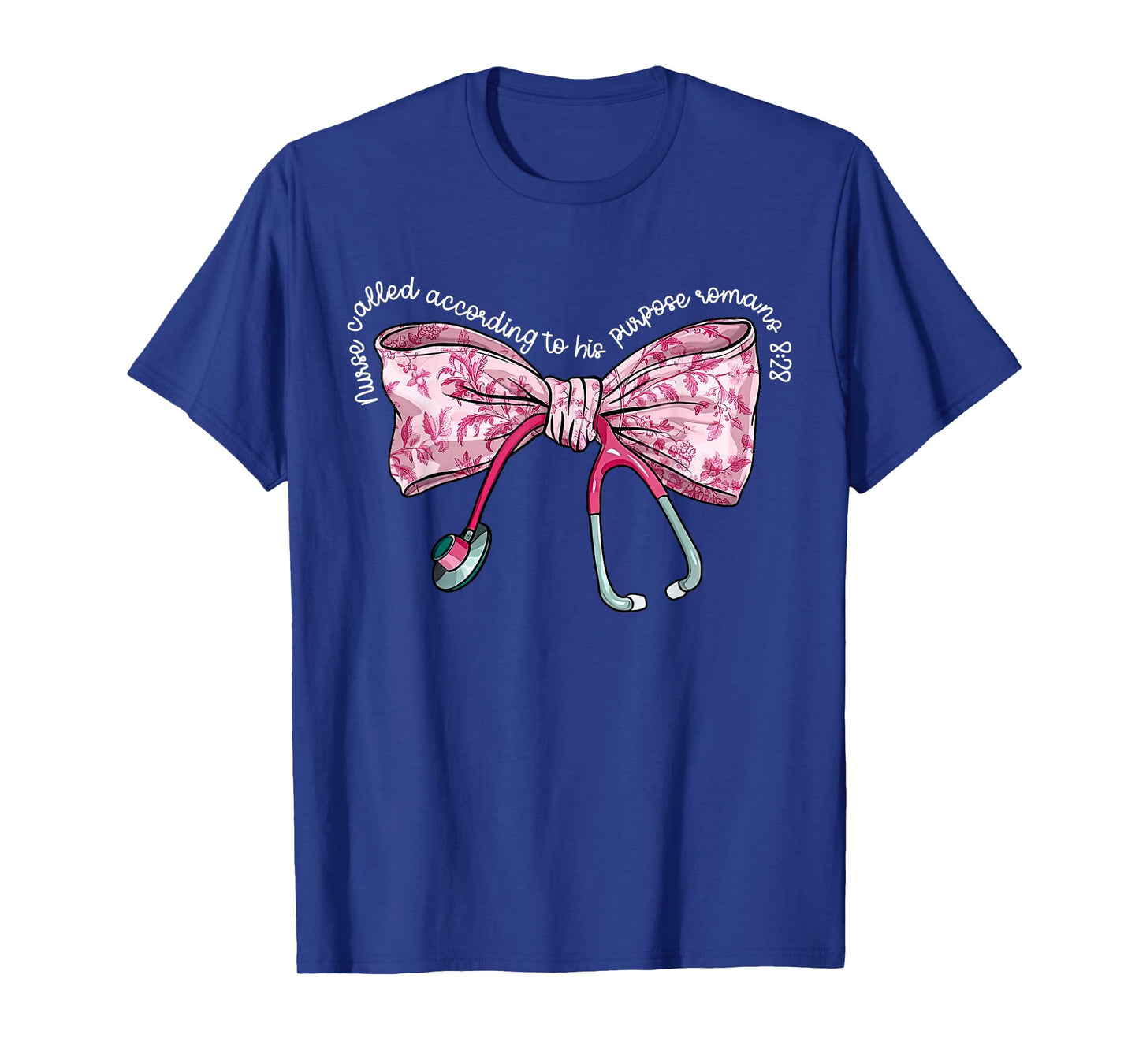 Pink Floral Coquette Stethoscope Christian Registered Nurse T-Shirt