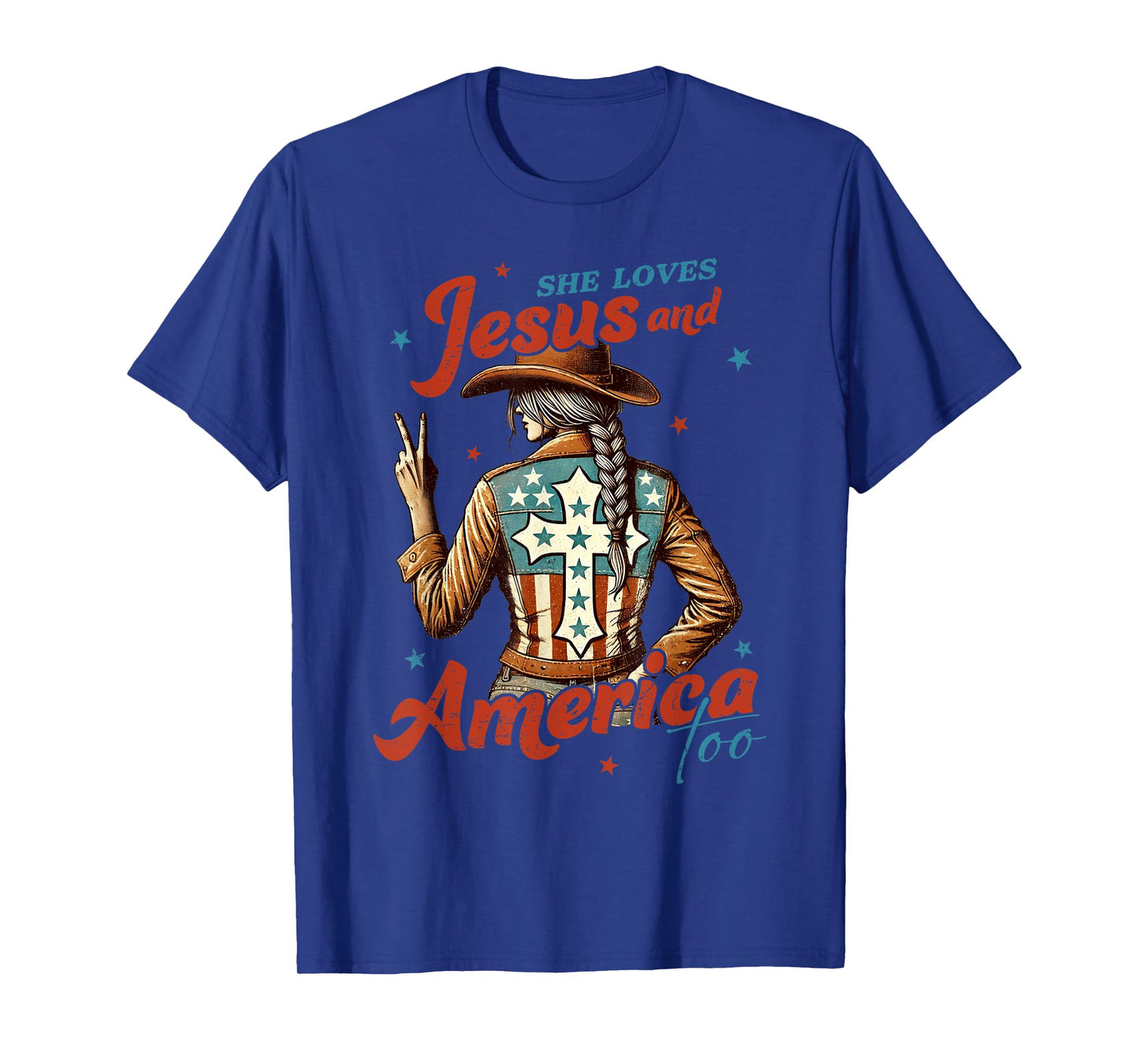 She Loves Jesus And America Usa American Flag 4th Of July T-Shirt