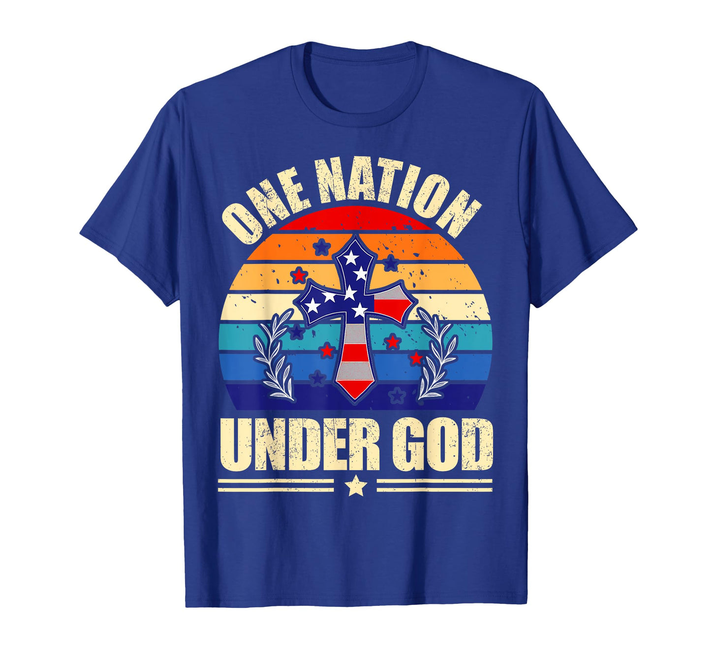 One Nation Under God Flag 4th Of July Patriotic Mens USA Tee T-Shirt
