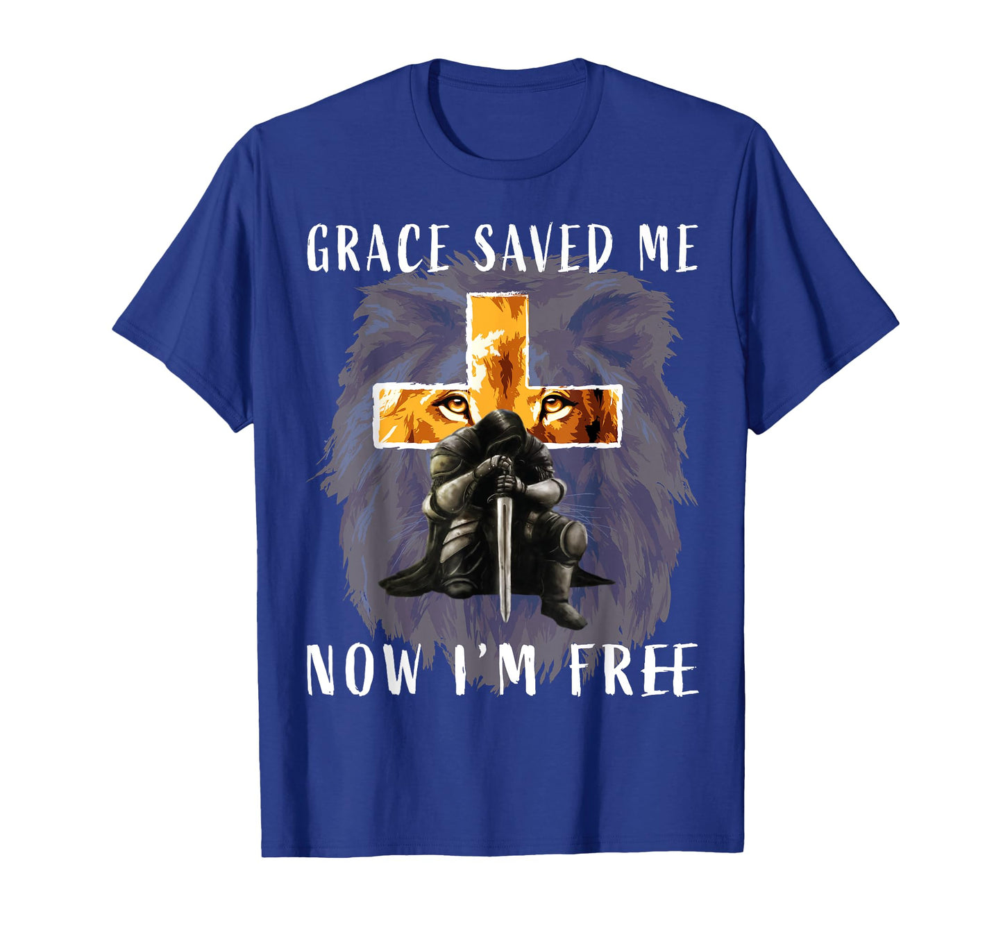 Grace Saved Me Christian Religious Sayings Lion Graphic Men T-Shirt