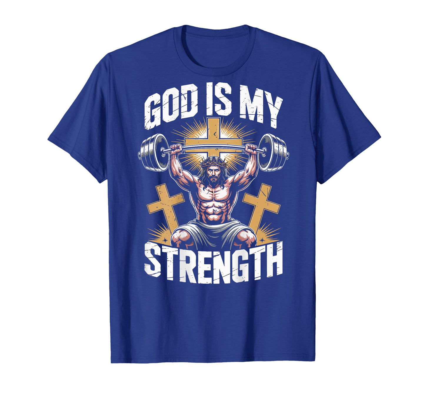 Jesus Gym God is My Strength Workout Christian Faith-Fitness T-Shirt