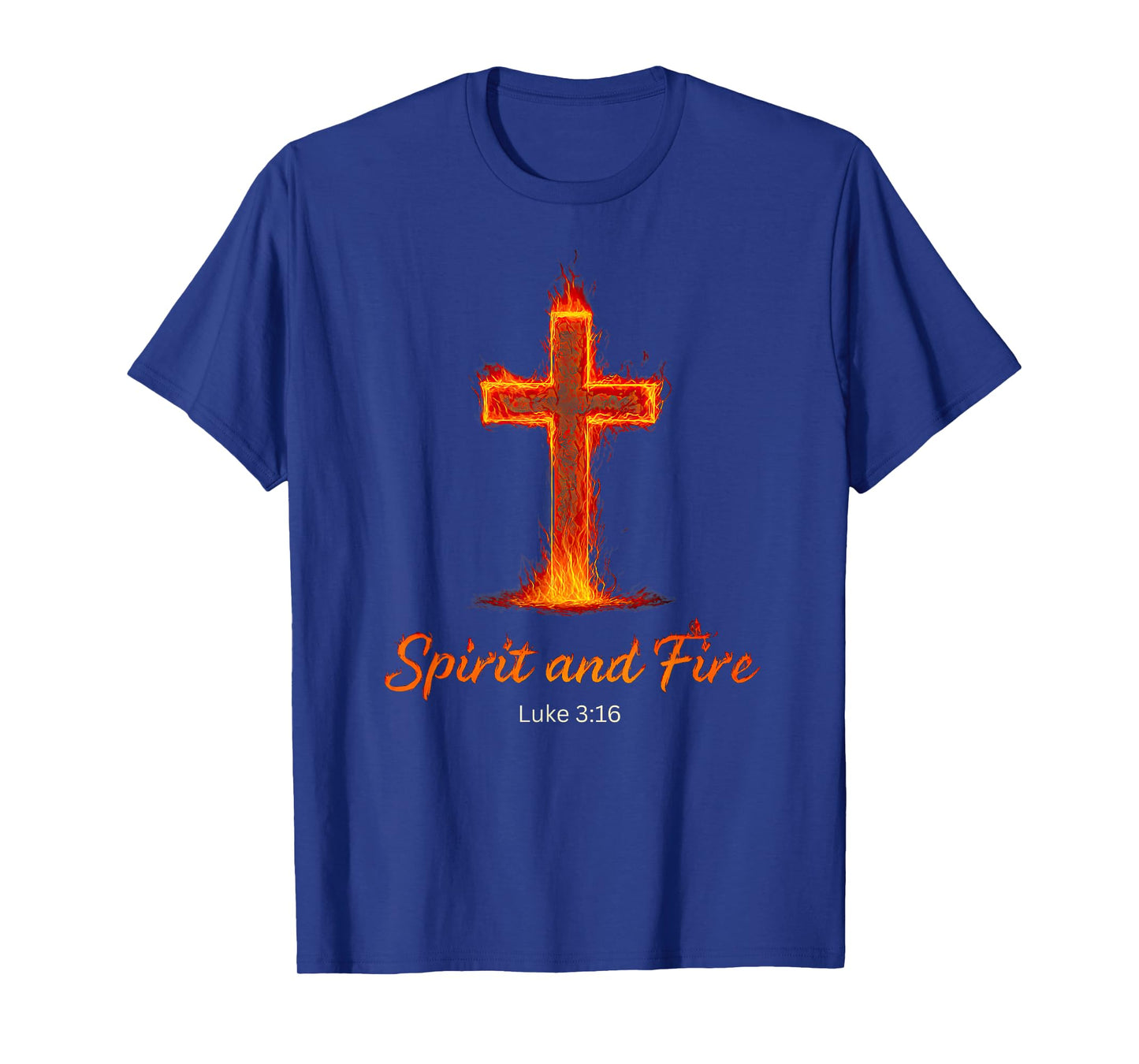 Spirit and Fire Luke 3:16 Flaming Cross Christian Halloween T-Shirt