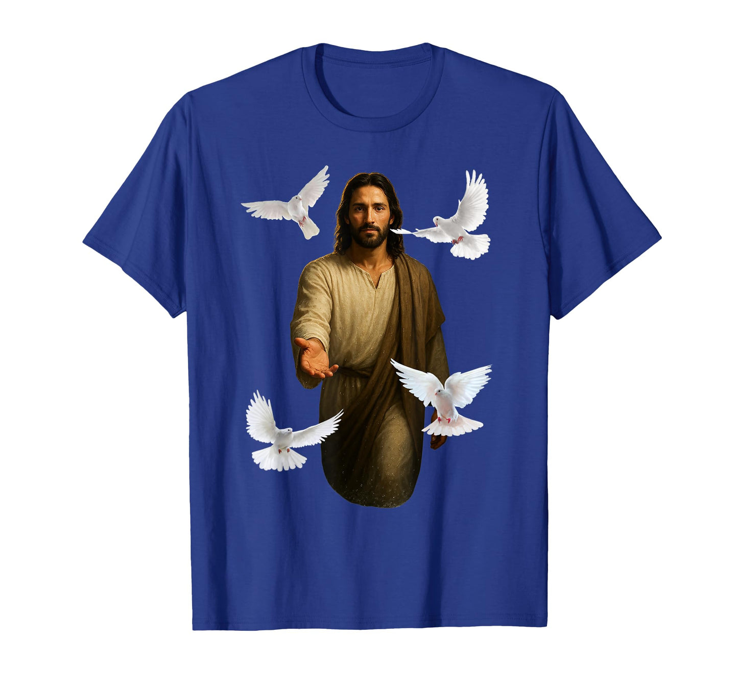 Jesus Walking on Water with White Doves Christian Art Faith T-Shirt