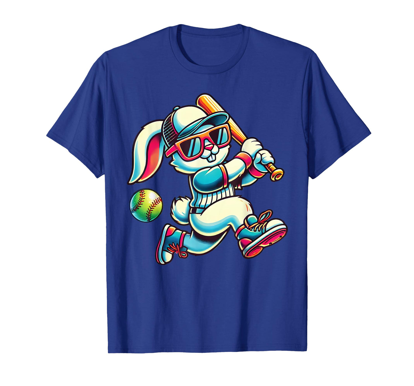 Easter Bunny Playing Softball Girls teen Kid Easter Softball T-Shirt