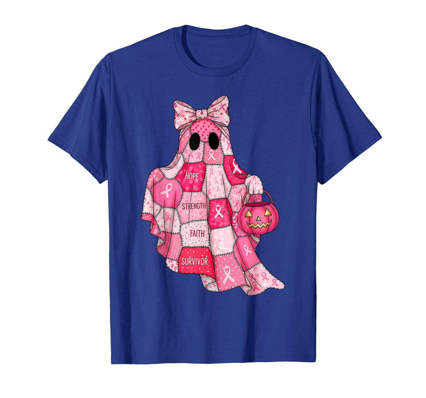 Breast Cancer Hope Strength Faith Survivor Ghost Wear Pink T-Shirt