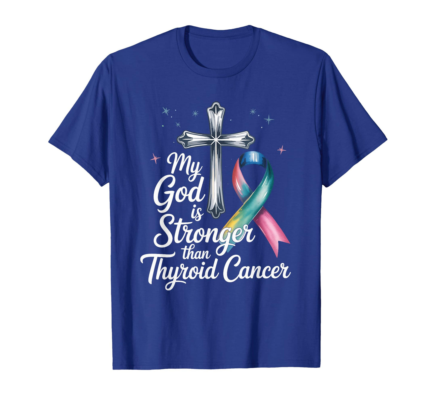My God is Stronger Than Thyroid Cancer Awareness Christian T-Shirt