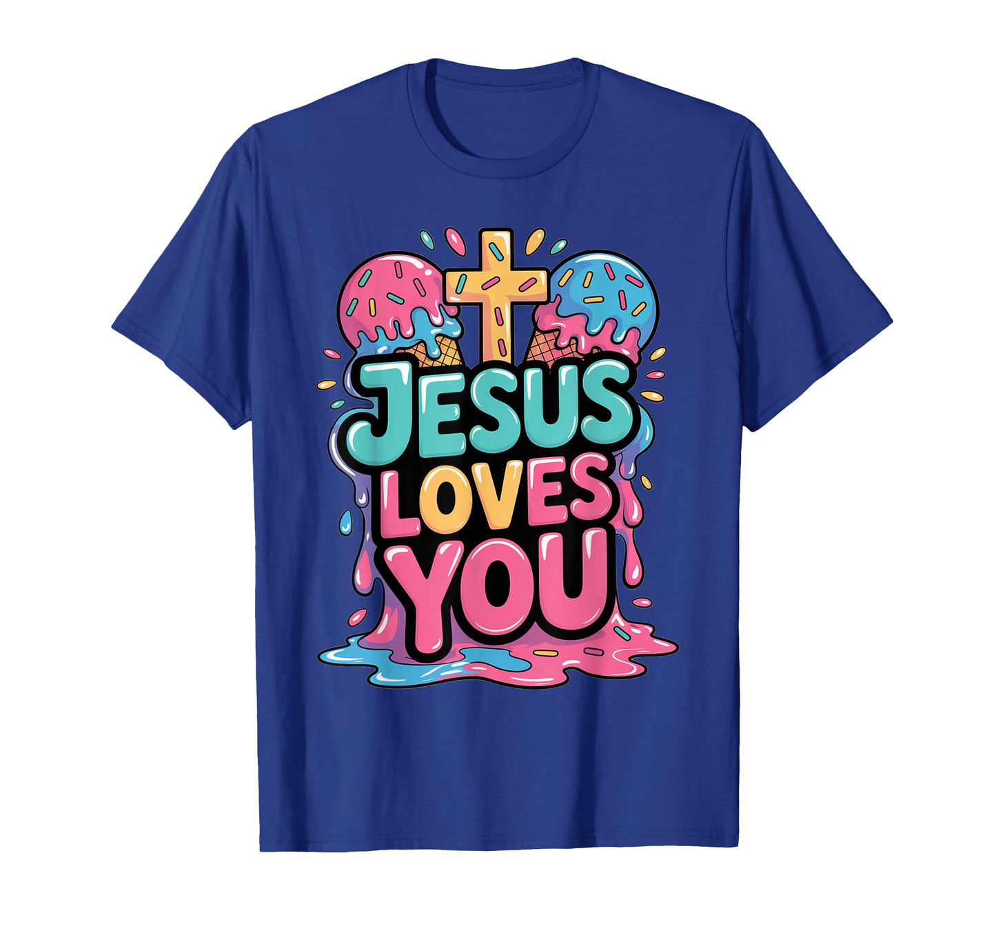 Jesus Loves You Ice Cream Christian Drip Kids Religious Boys T-Shirt