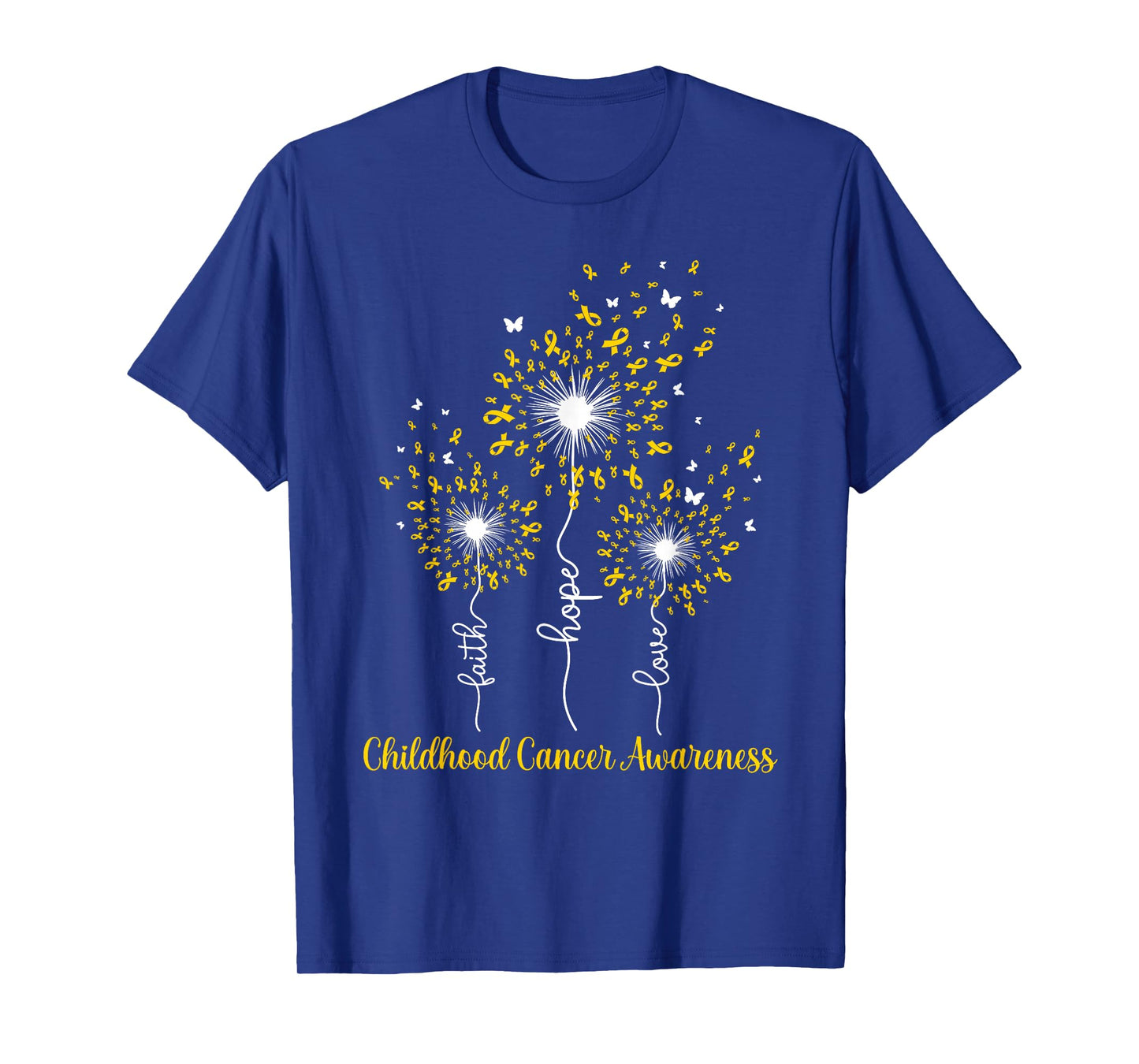 Dandelion Faith Hope Love Childhood Cancer Awareness T-Shirt