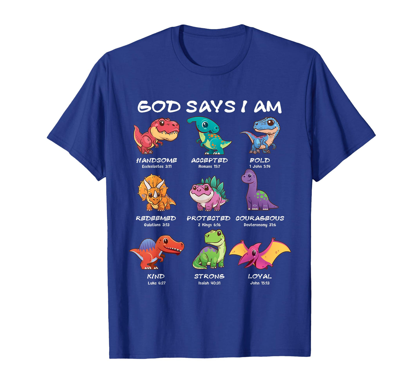 God Says I Am Dinosaur Funny Dino Kids Boys Bible Verse T-Shirt