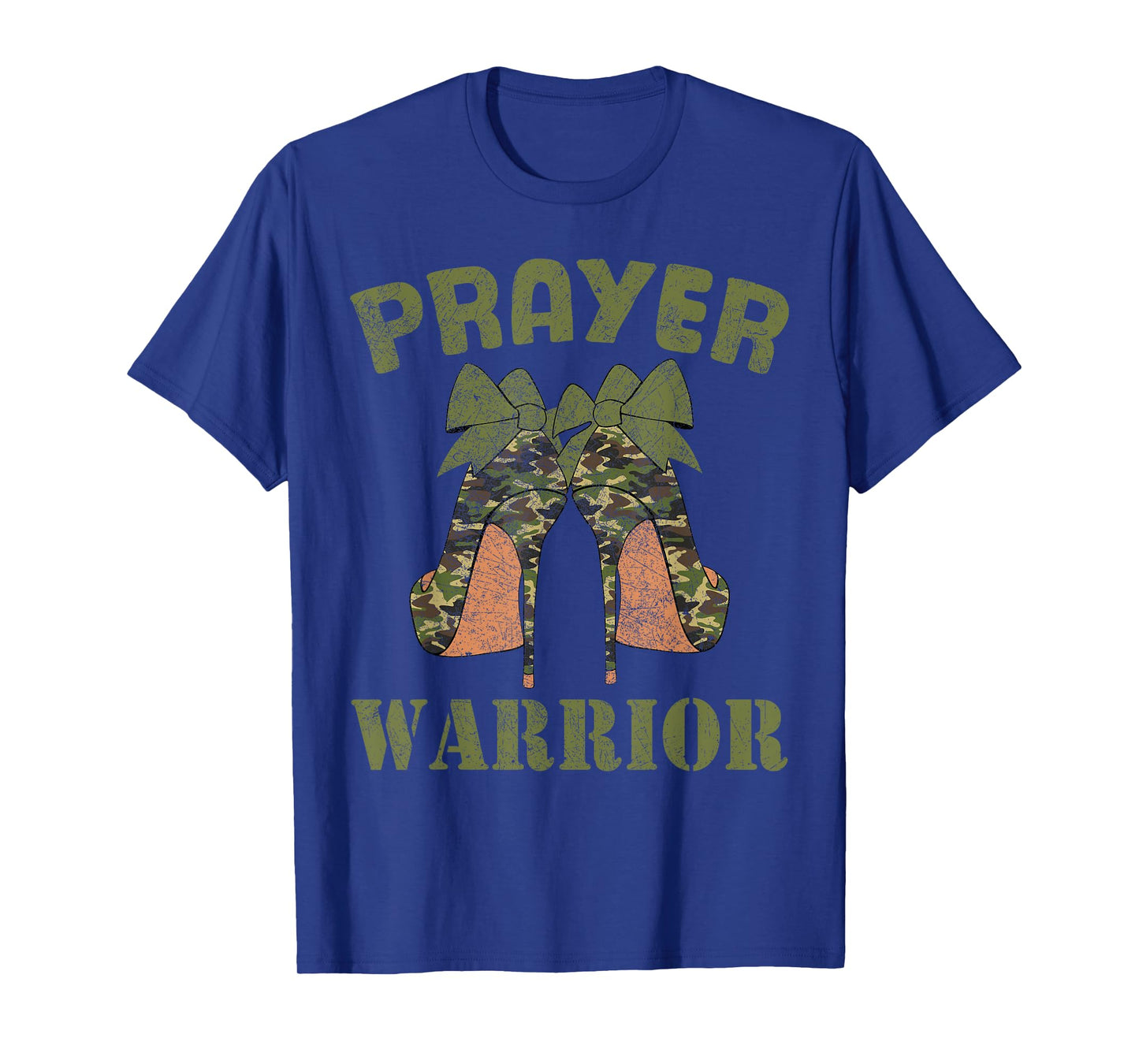 Camo Heels Prayer Warrior God Jesus Christian Faith Women T-Shirt