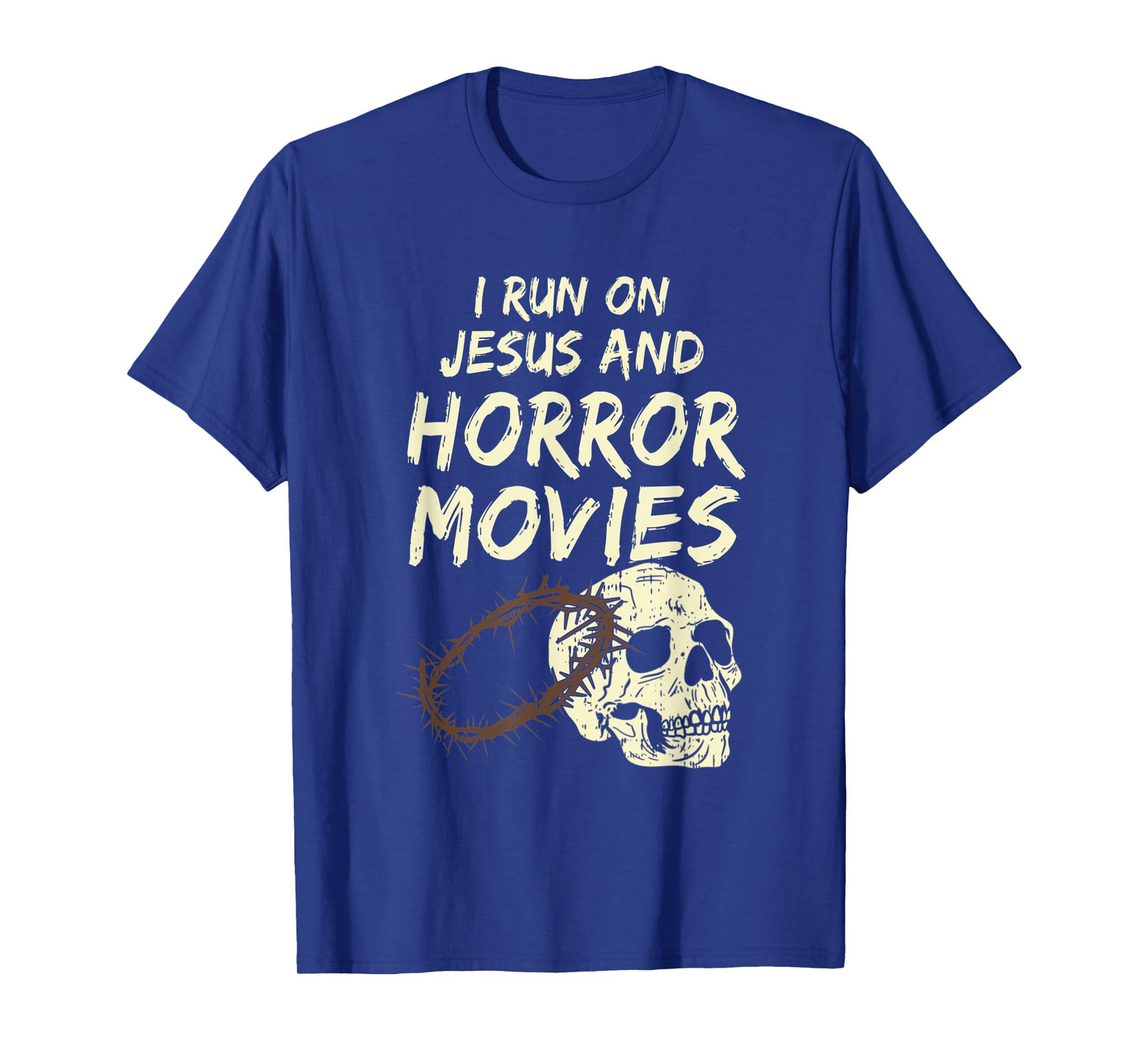 Run On Jesus And Horror Movie Skull Funny Halloween Costume T-Shirt